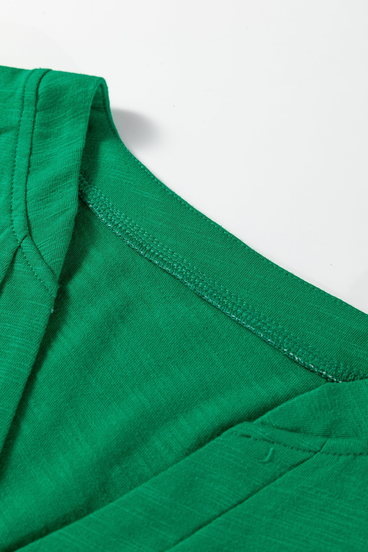 Solid V-Neck Button Long Sleeve Top