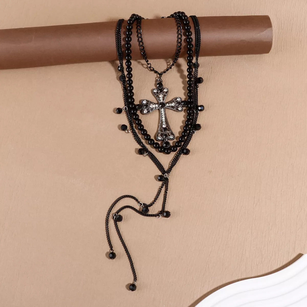Pearl Cross Pendant Necklace 3 Piece Set