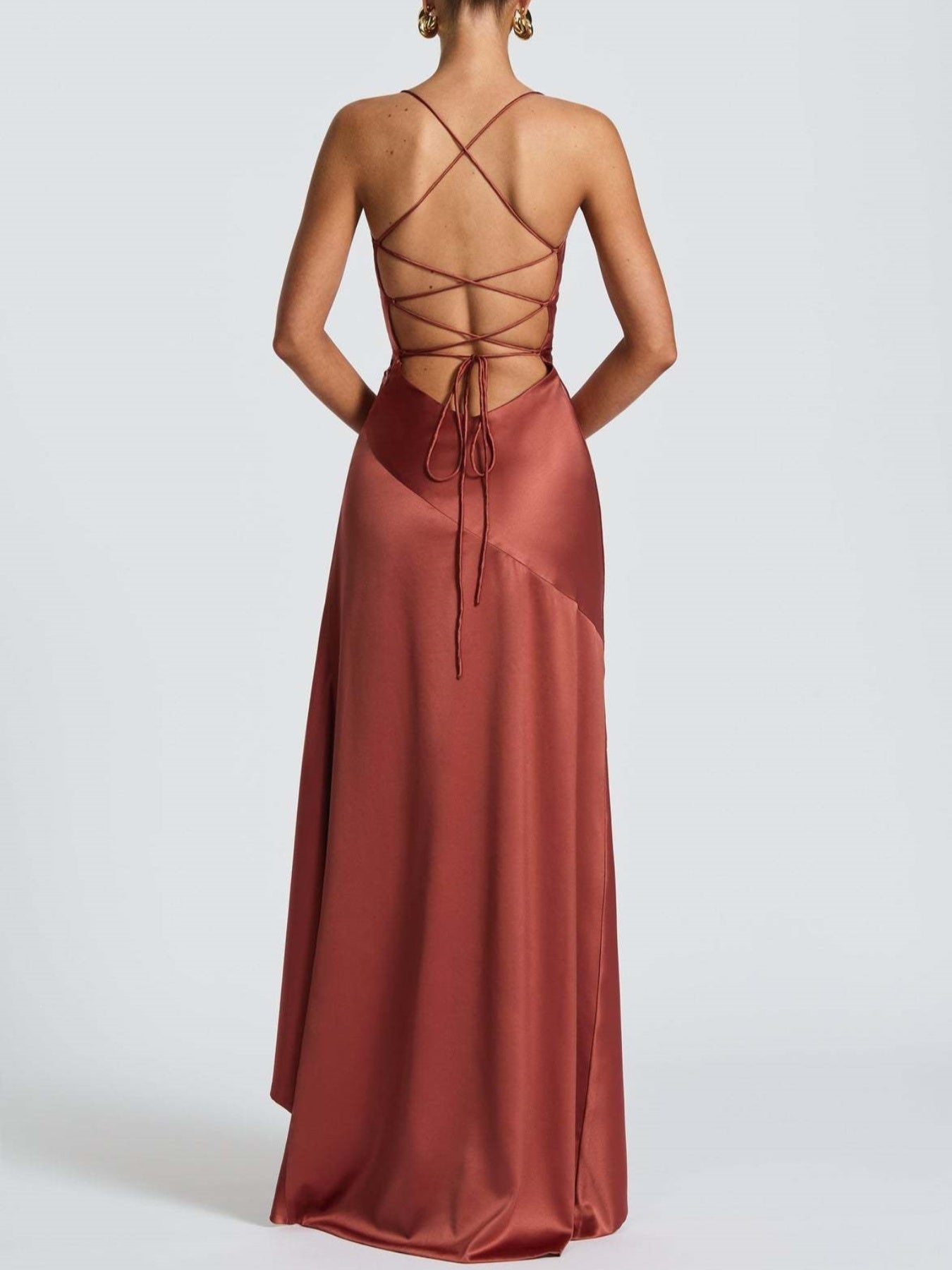 Ruffle High-Slit Maxi Dress
