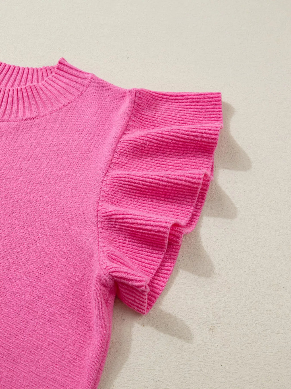 Ruffle Sleeve Round Neck Sweater