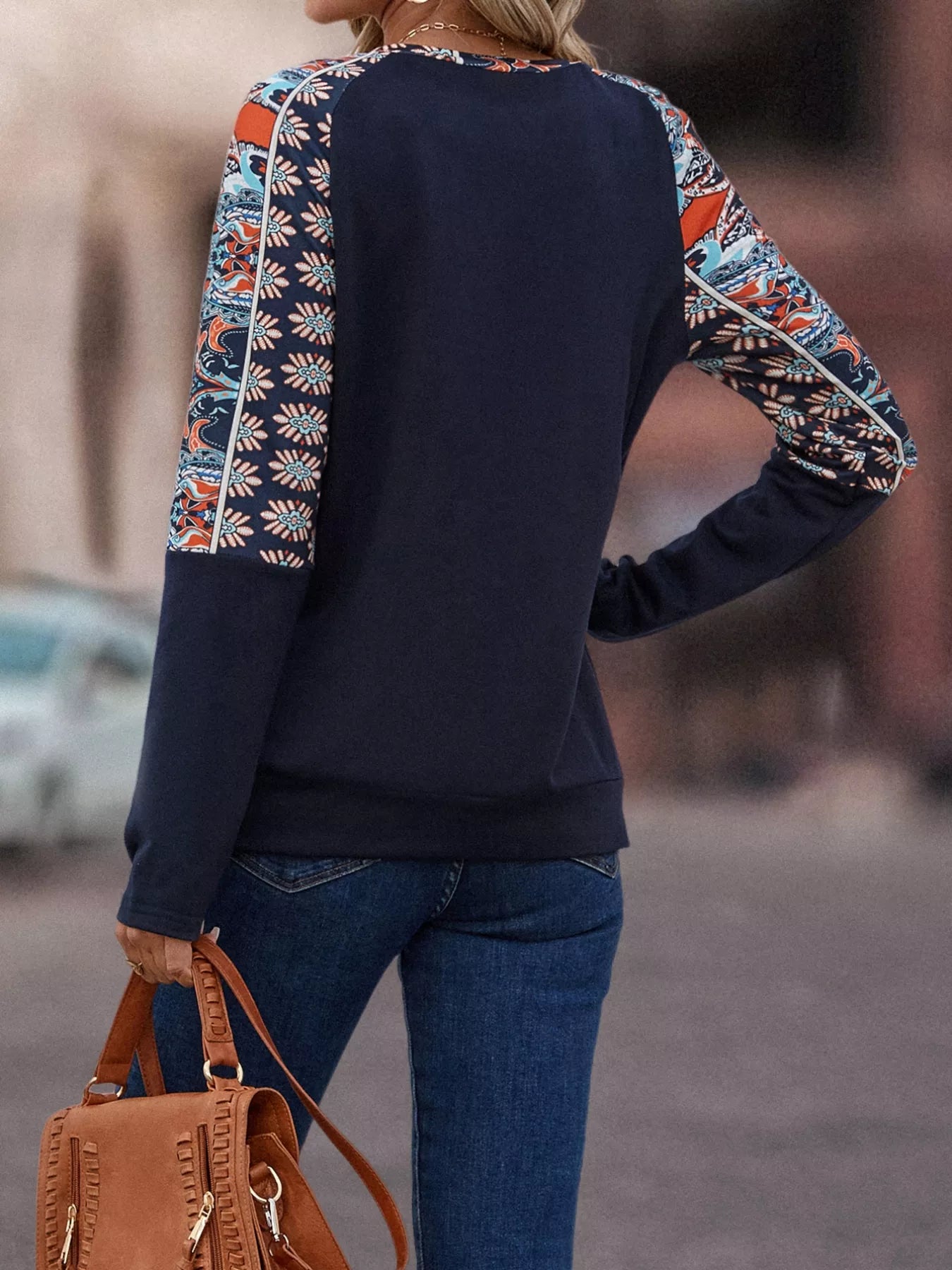 Printed Raglan Sleeve Round Neck T-Shirt