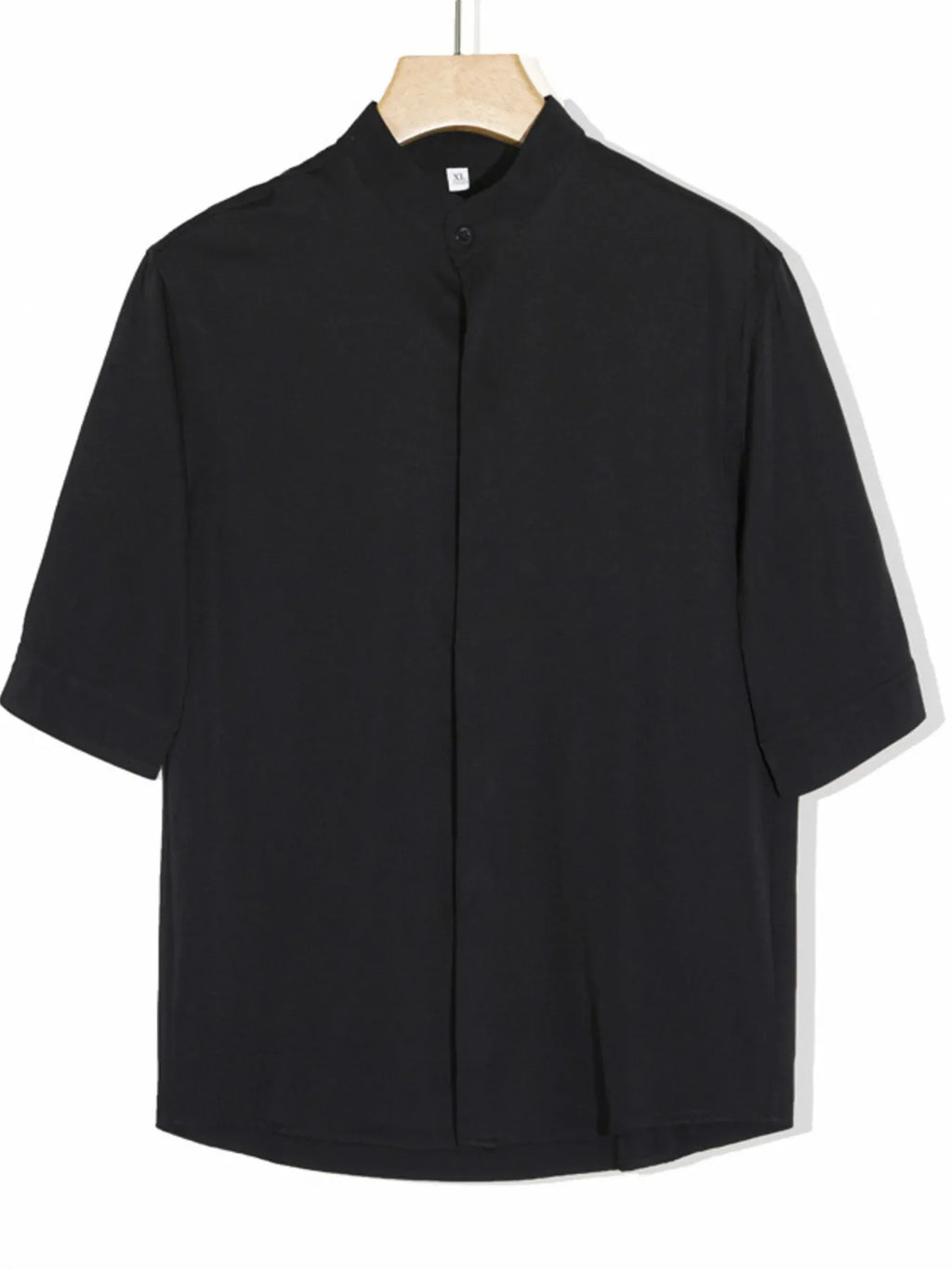 Men's Full Size Solid Collar Half Sleeve Shirt Plus Size