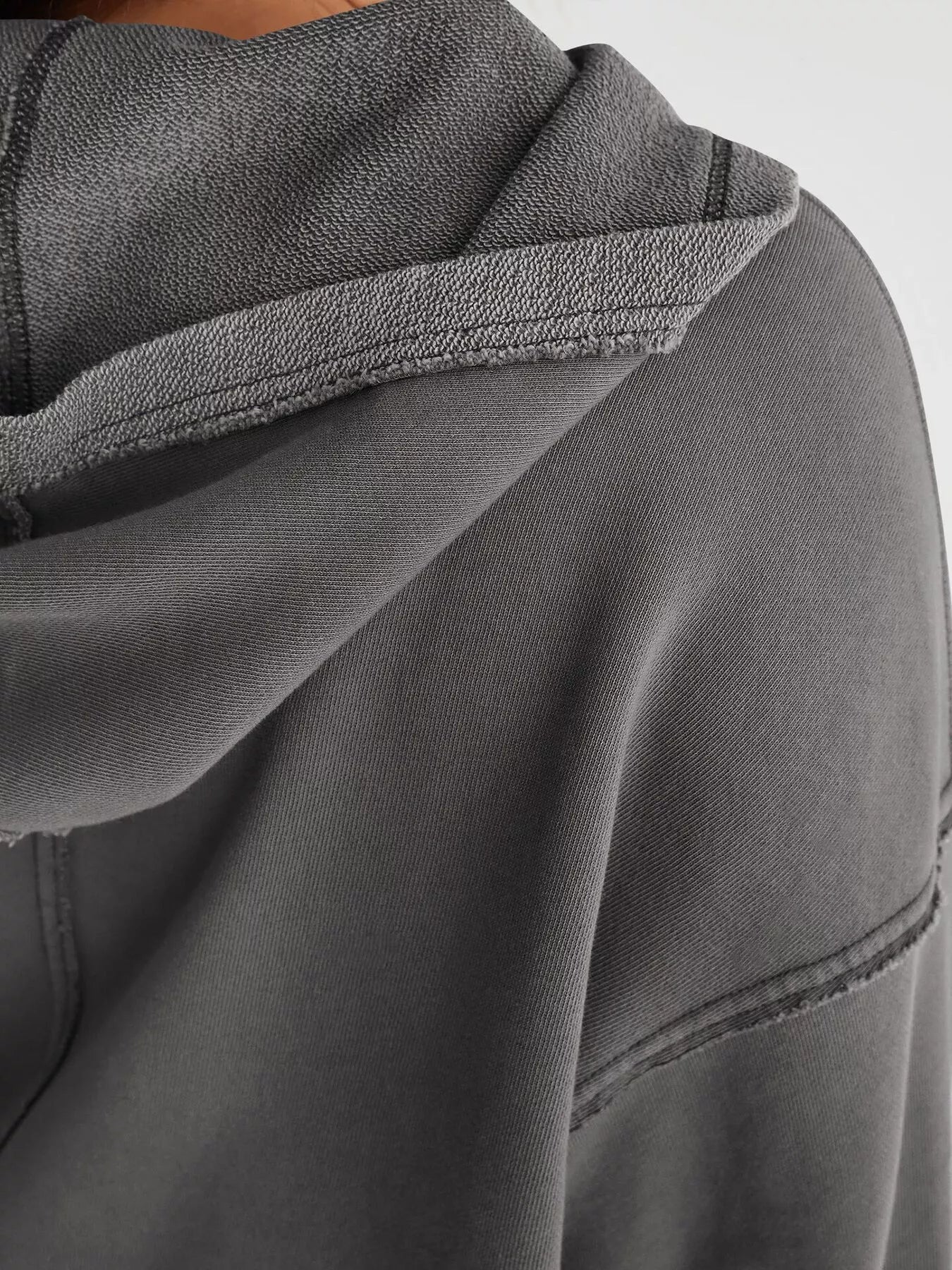Exposed Seam Dropped Shoulder Hoodie