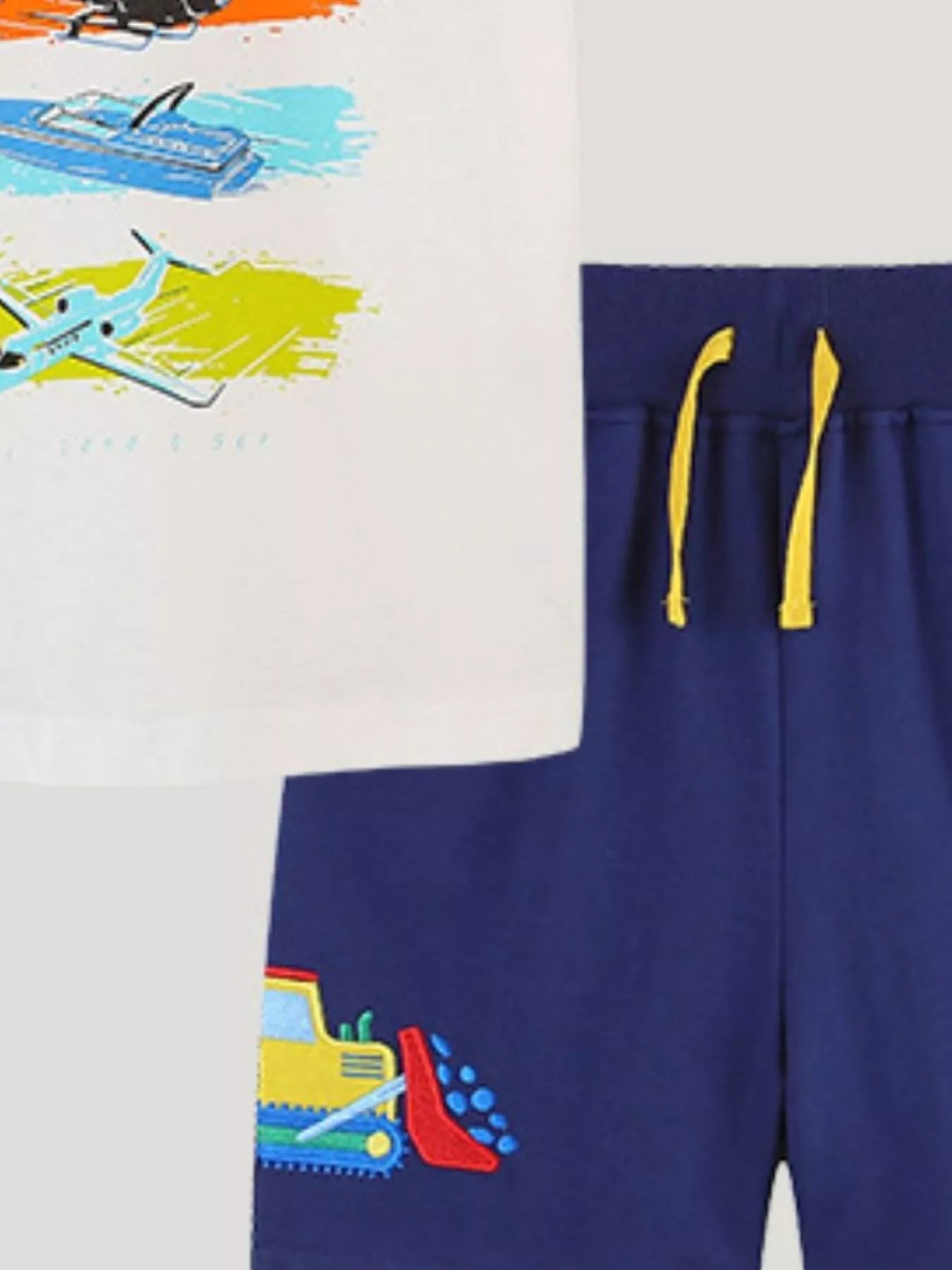 Children's Vehicle Print T-Shirt and Shorts Set