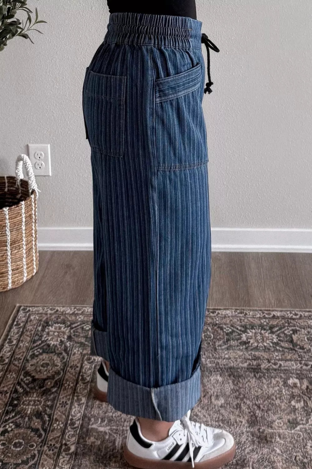 Striped Wide-Leg Jeans