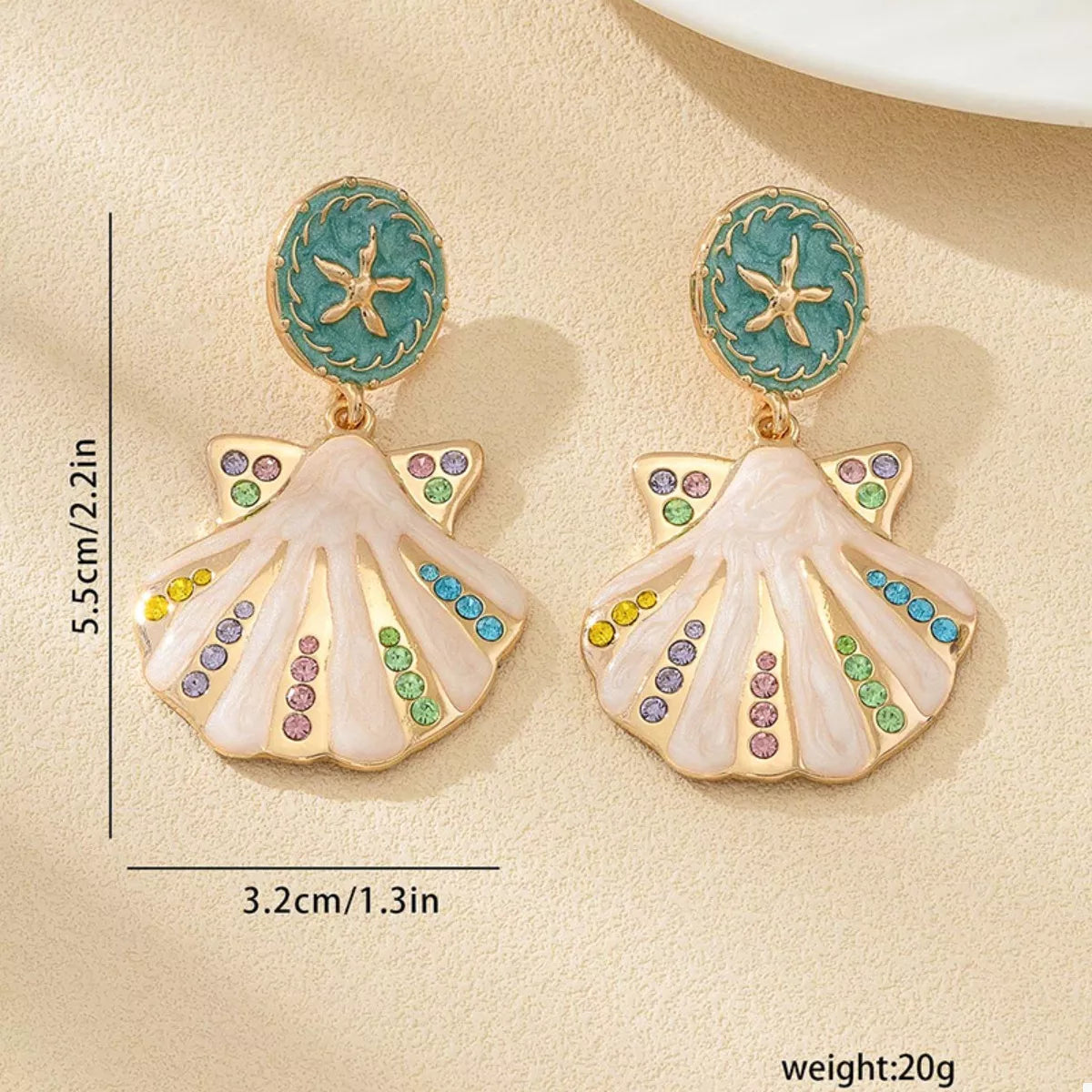Rhinestone Shell Dangle Earrings