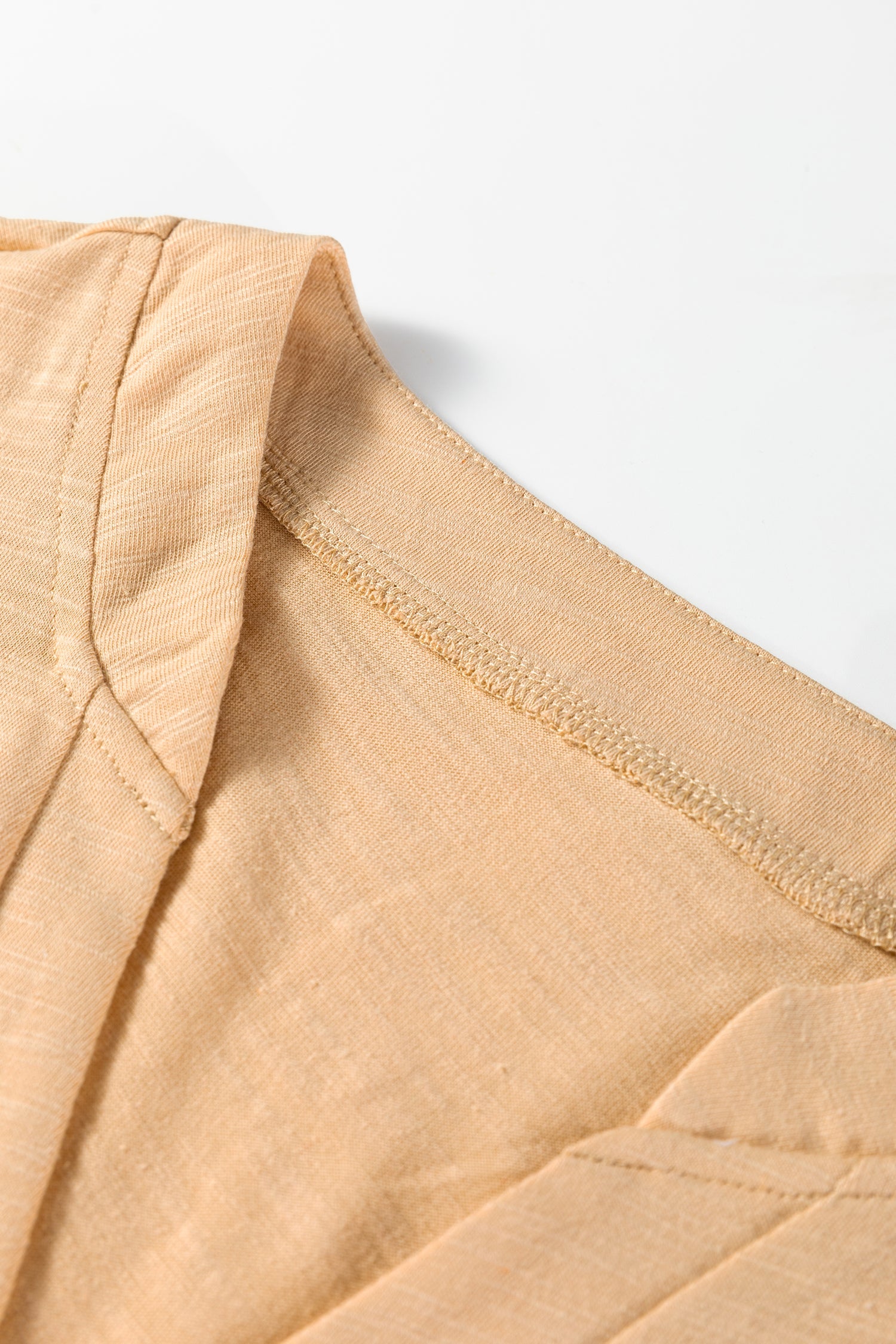 Solid V-Neck Button Long Sleeve Top