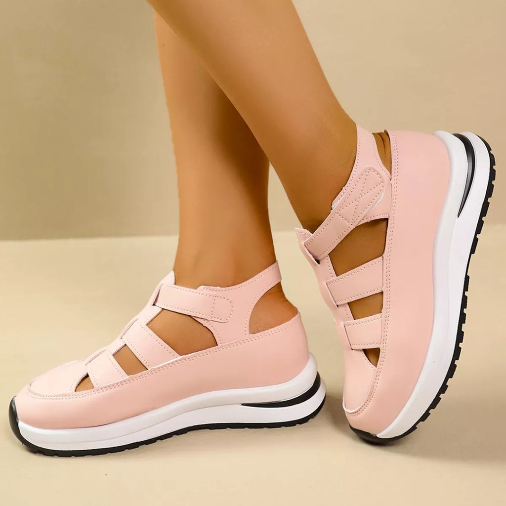 Cutout Round Toe Platform Sandals