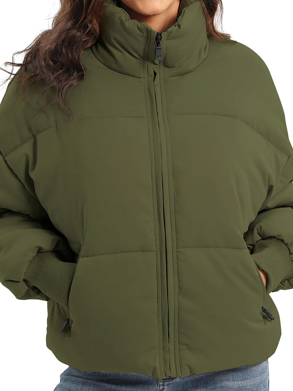 Zip Up Turtleneck Long Sleeve Puffer Jacket