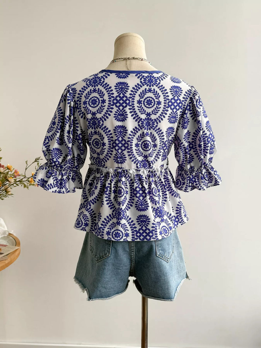 Floral Print Tie-Front Blouse