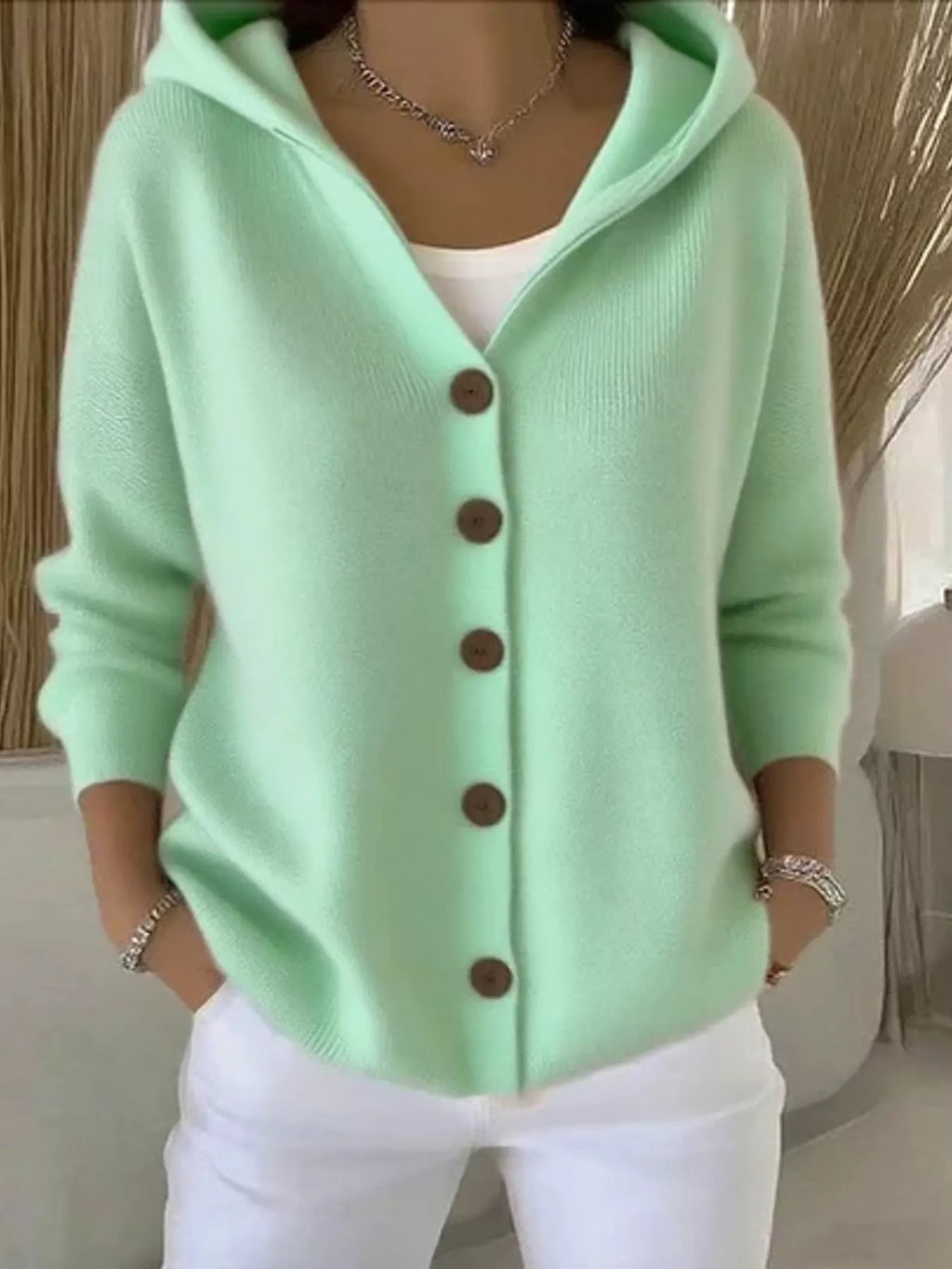 Full Size Hooded Button-Down Knit Cardigan Plus Size