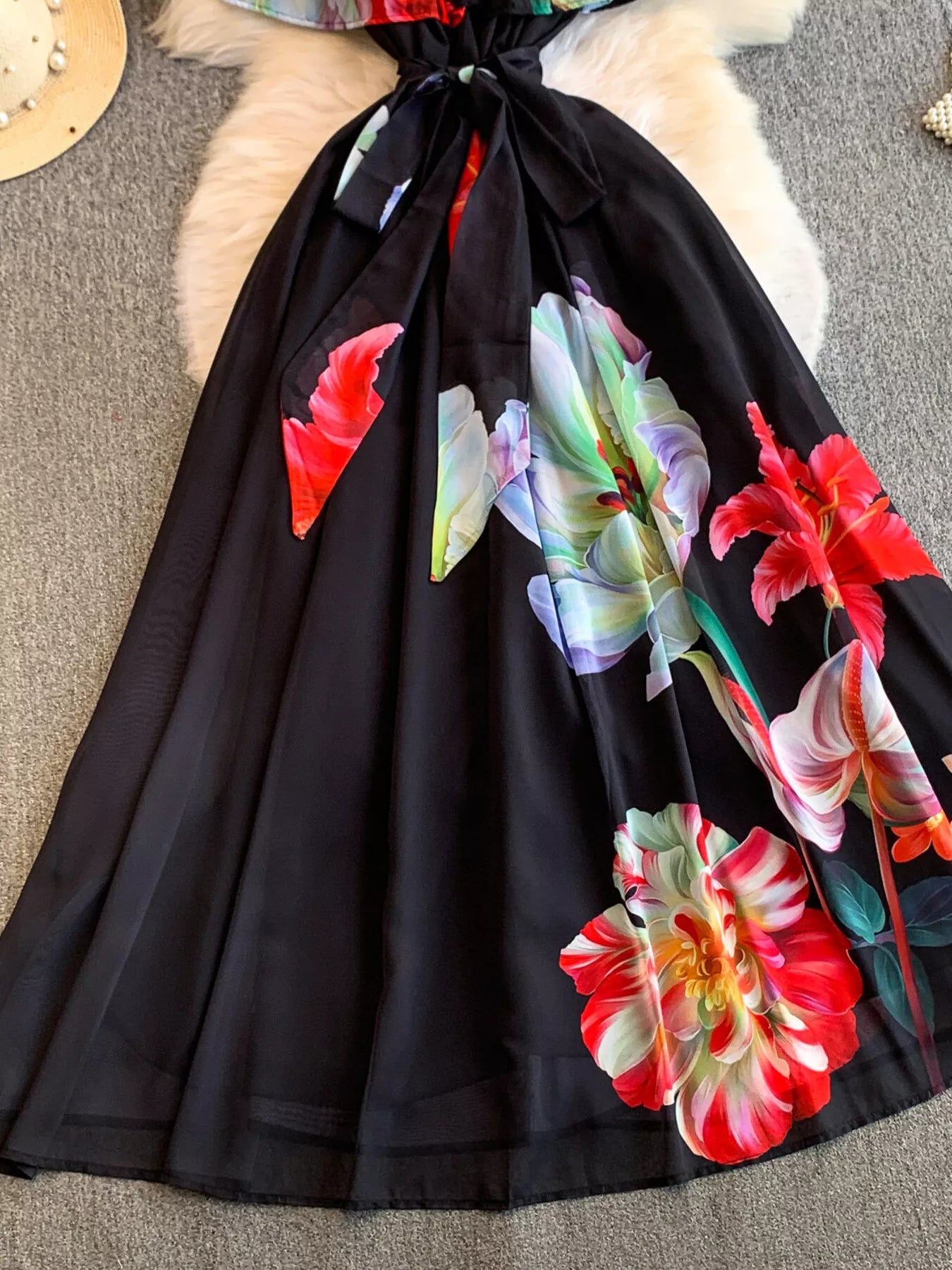 Floral Off-Shoulder A-Line Dress