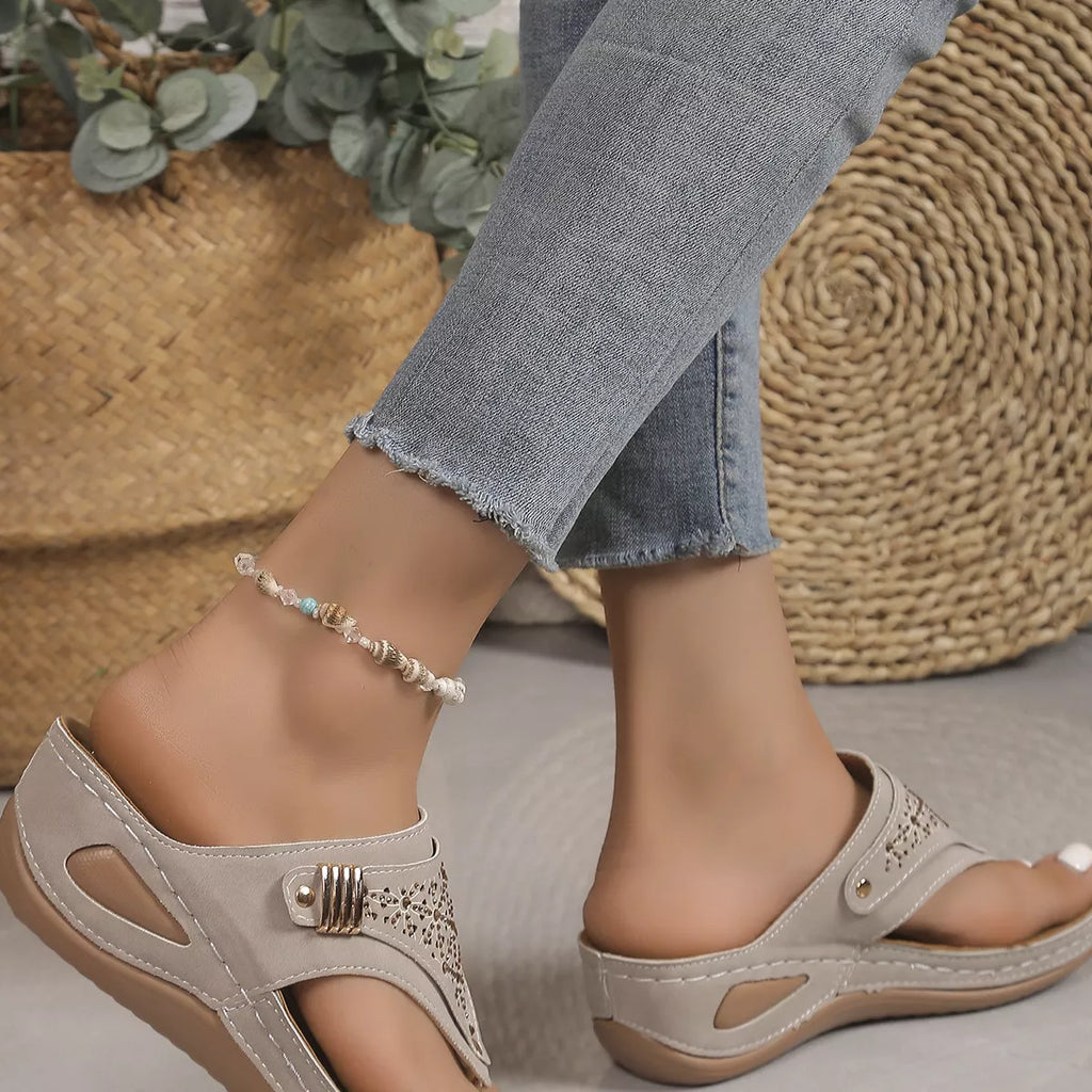 Toe Post Wedge Sandals