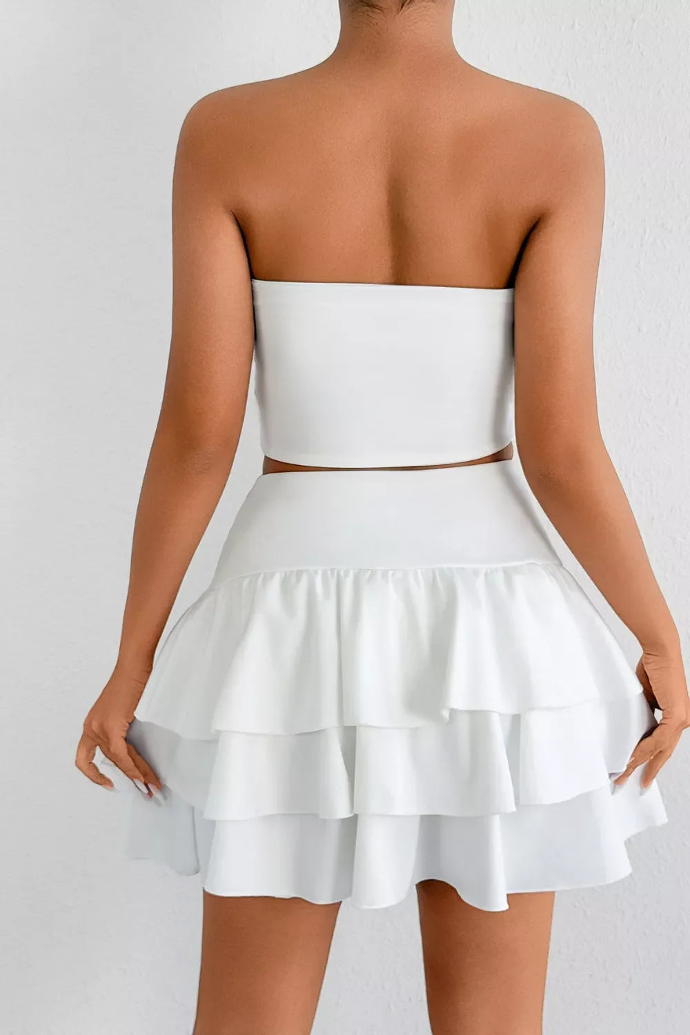 Tube Top and Ruffle Layered Skirt Set