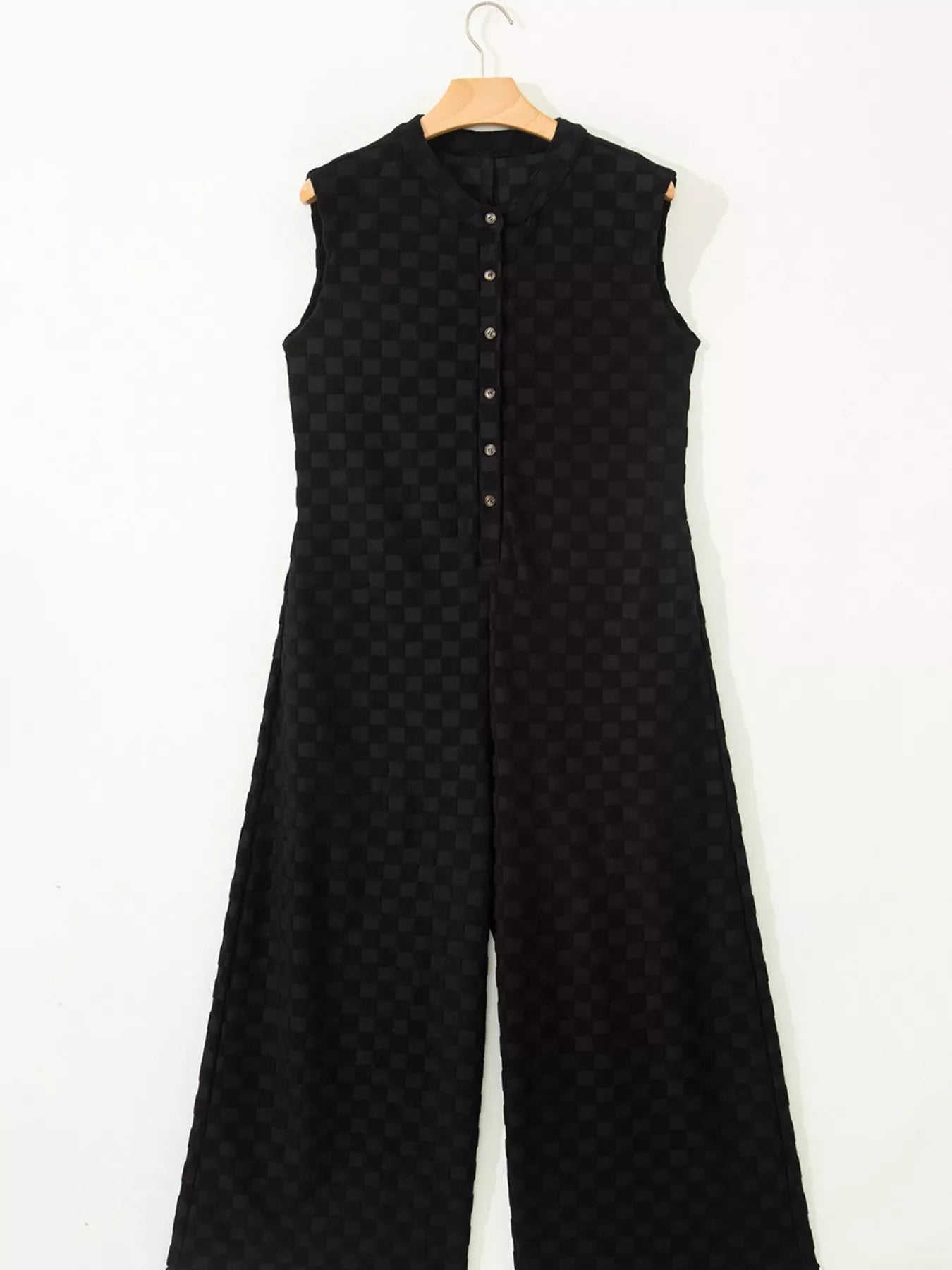 Checkered Sleeveless Wide Leg Jumpsuit