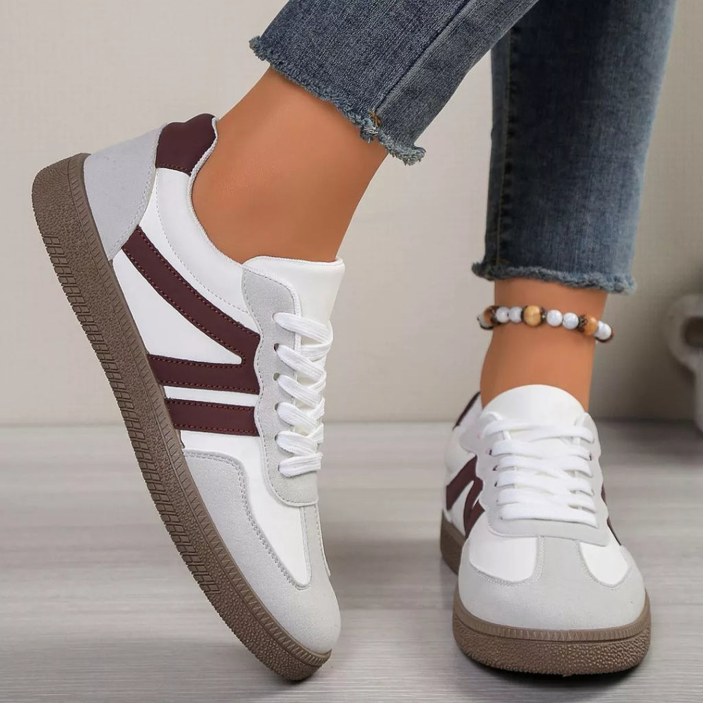 Striped Lace-Up Casual Sneakers