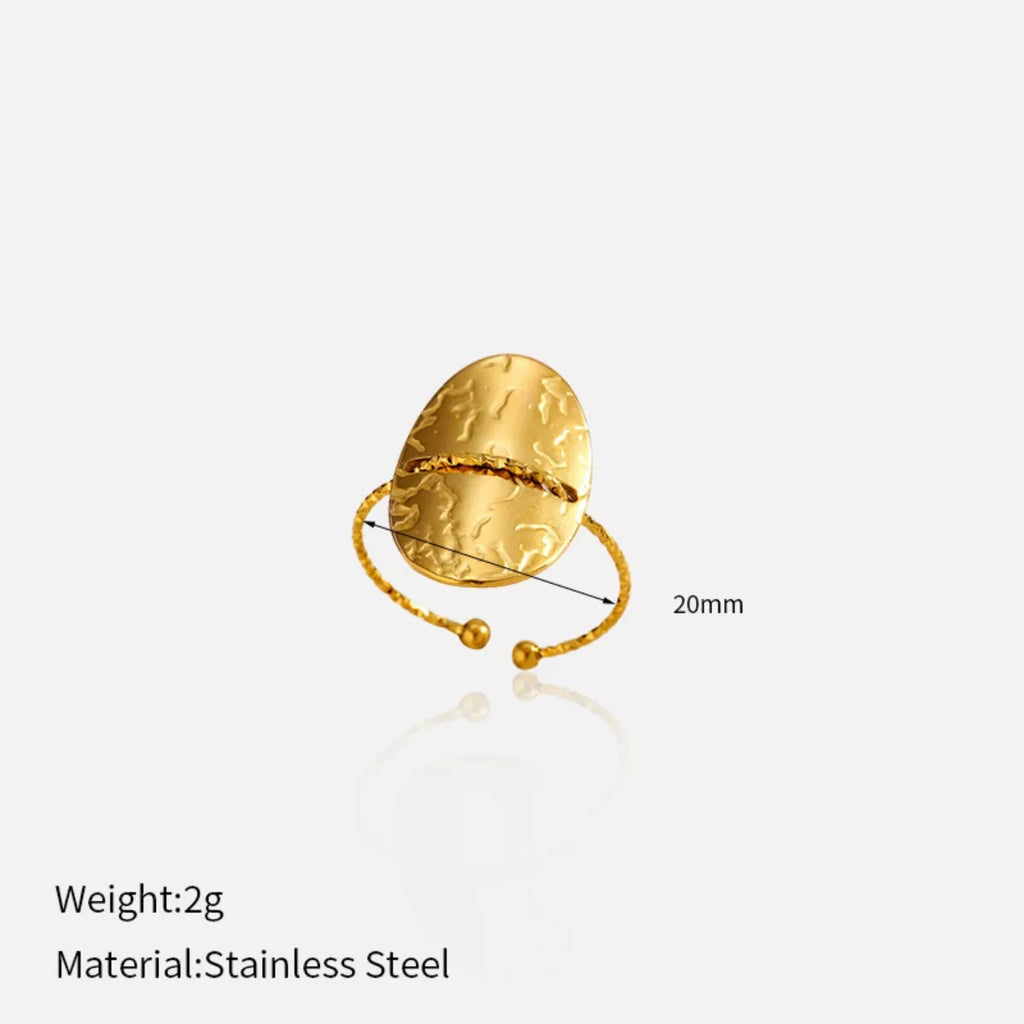 Hammered Disc Open Ring