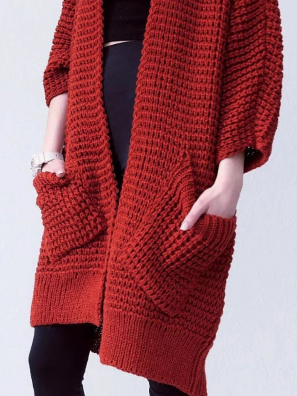Full Size Chunky Knit Open Front Cardigan Plus Size