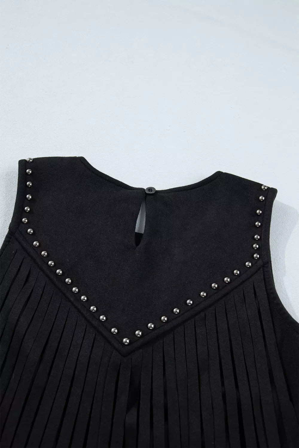 Western Fringe Rivet Paneling Bust Sleeveless Top