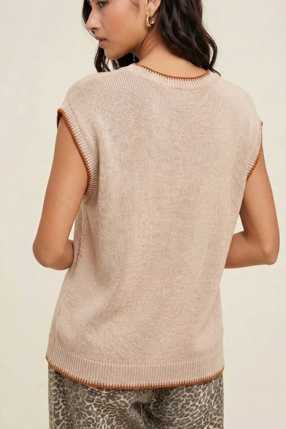 Contrast Trim Knit HOWDY Western Sweater Vest