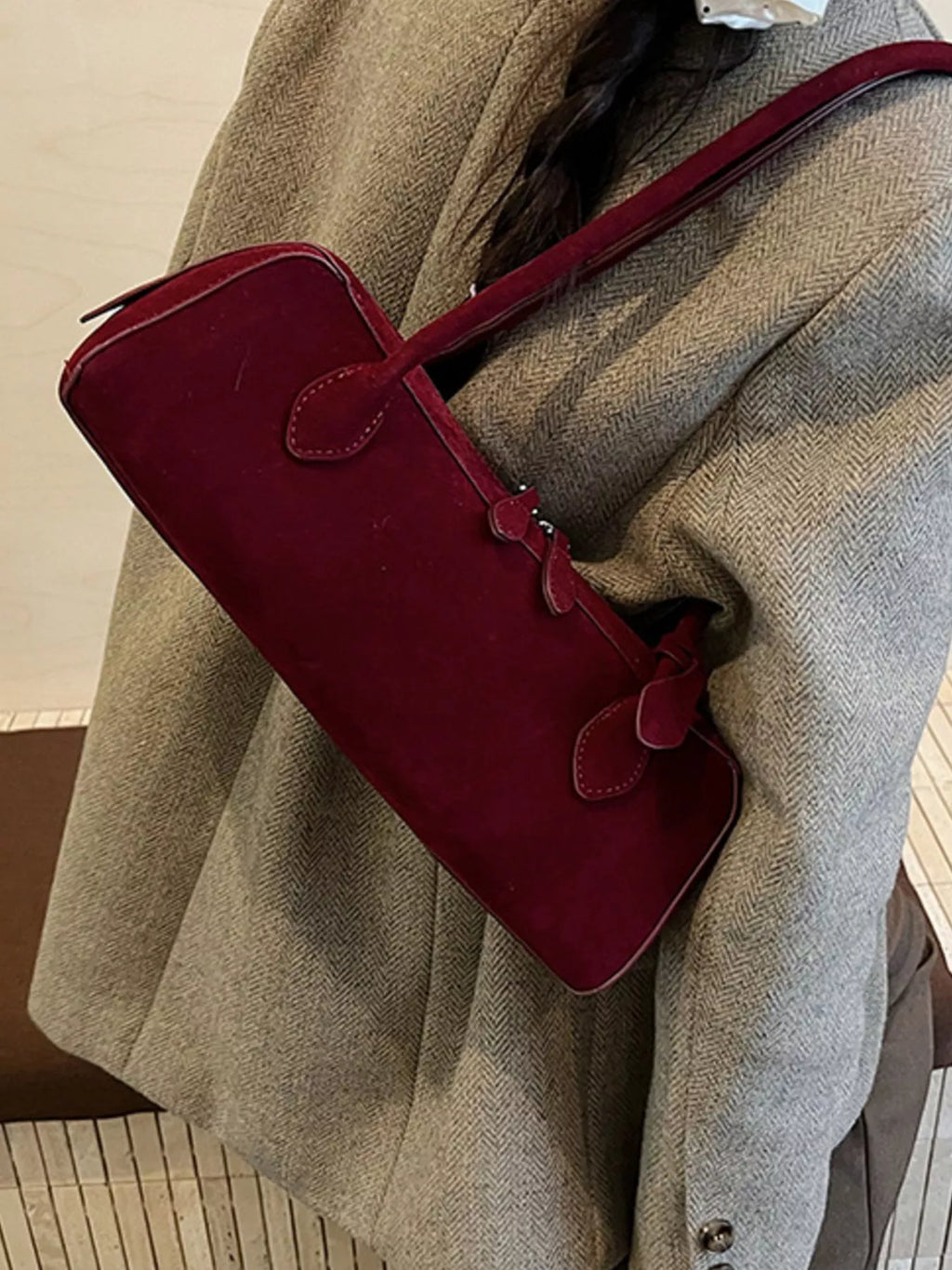 Solid Color Shoulder Bag