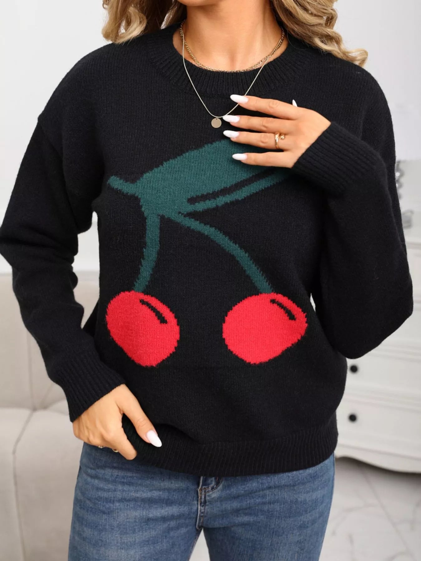 Cherry Round Neck Sweater