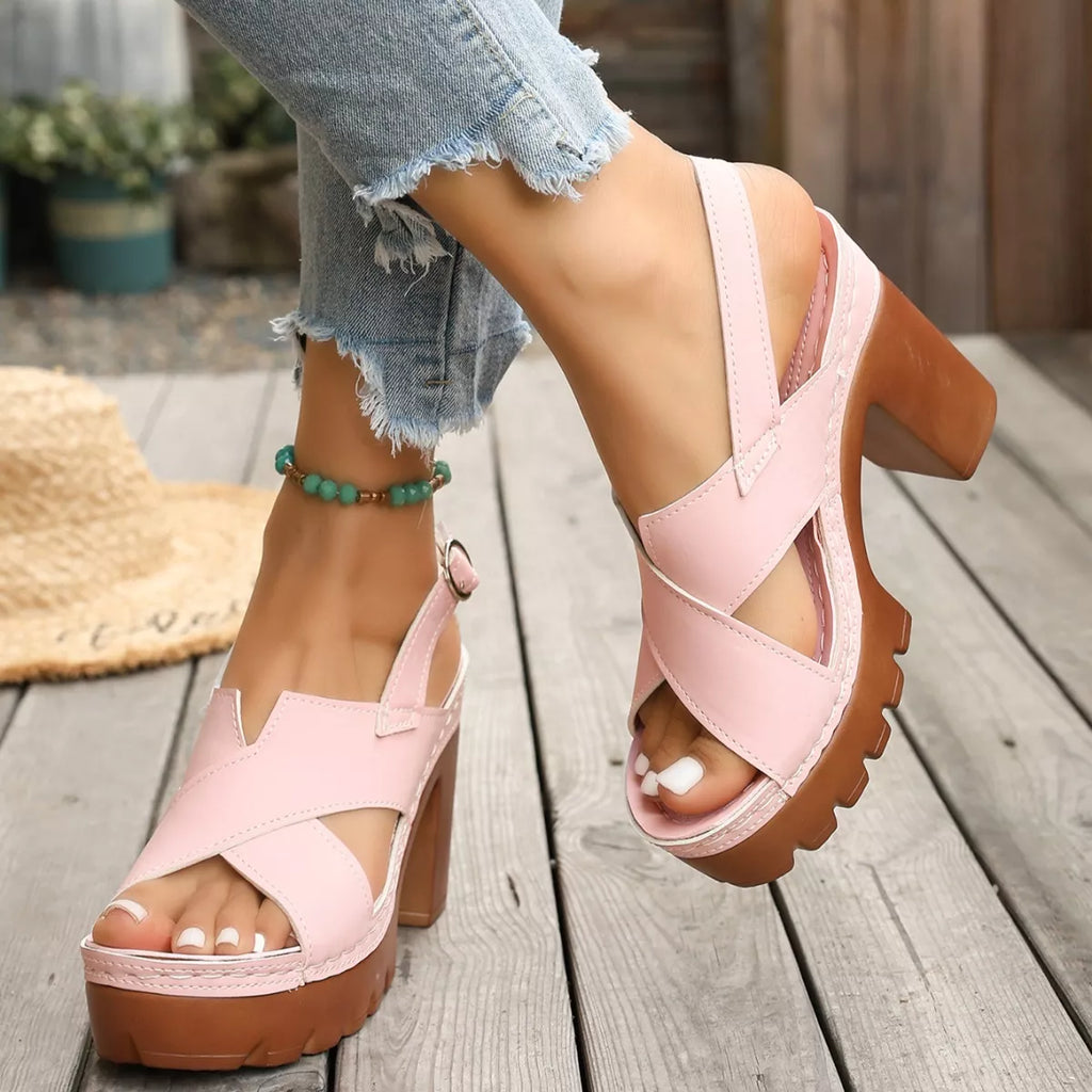 Open Toe Block Heels Sandals