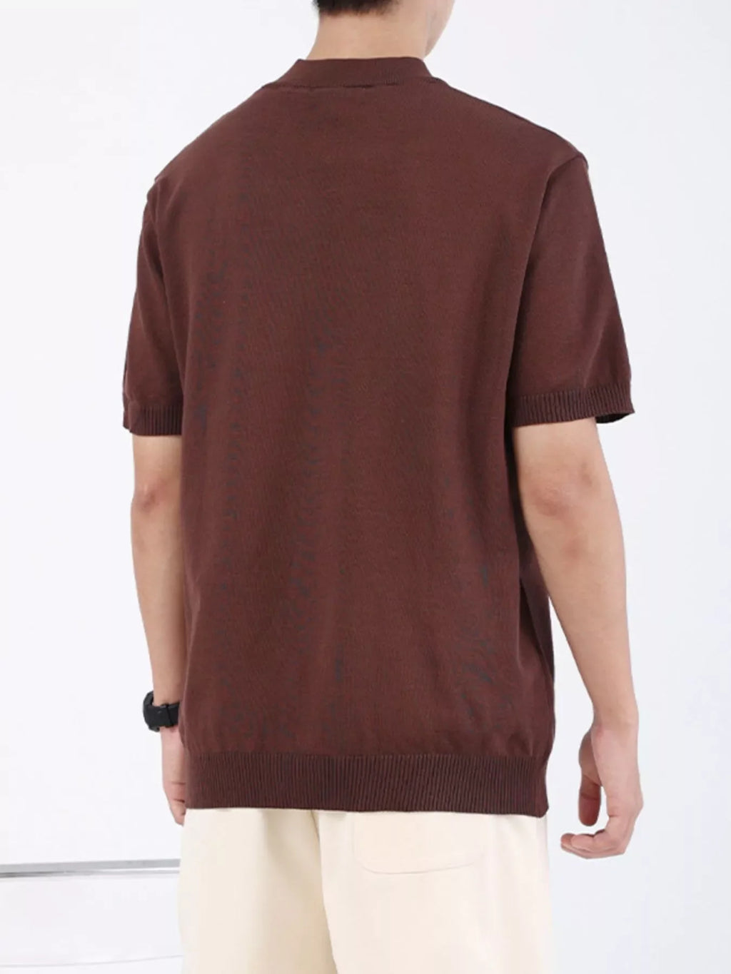 Men's Plus Size Mock Neck Knitted T-Shirt