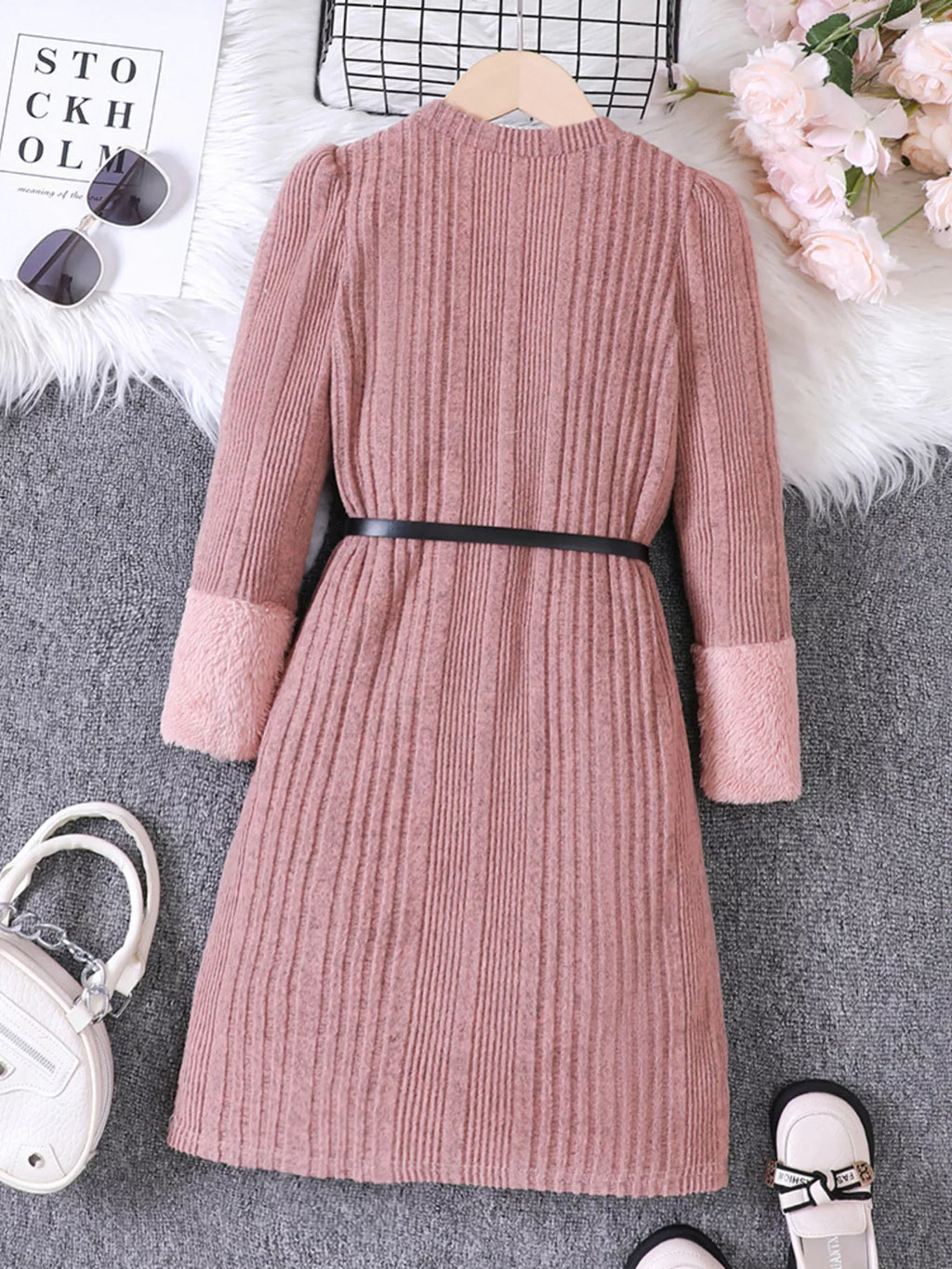 Children's Ribbed Knit Long Sleeve Dress