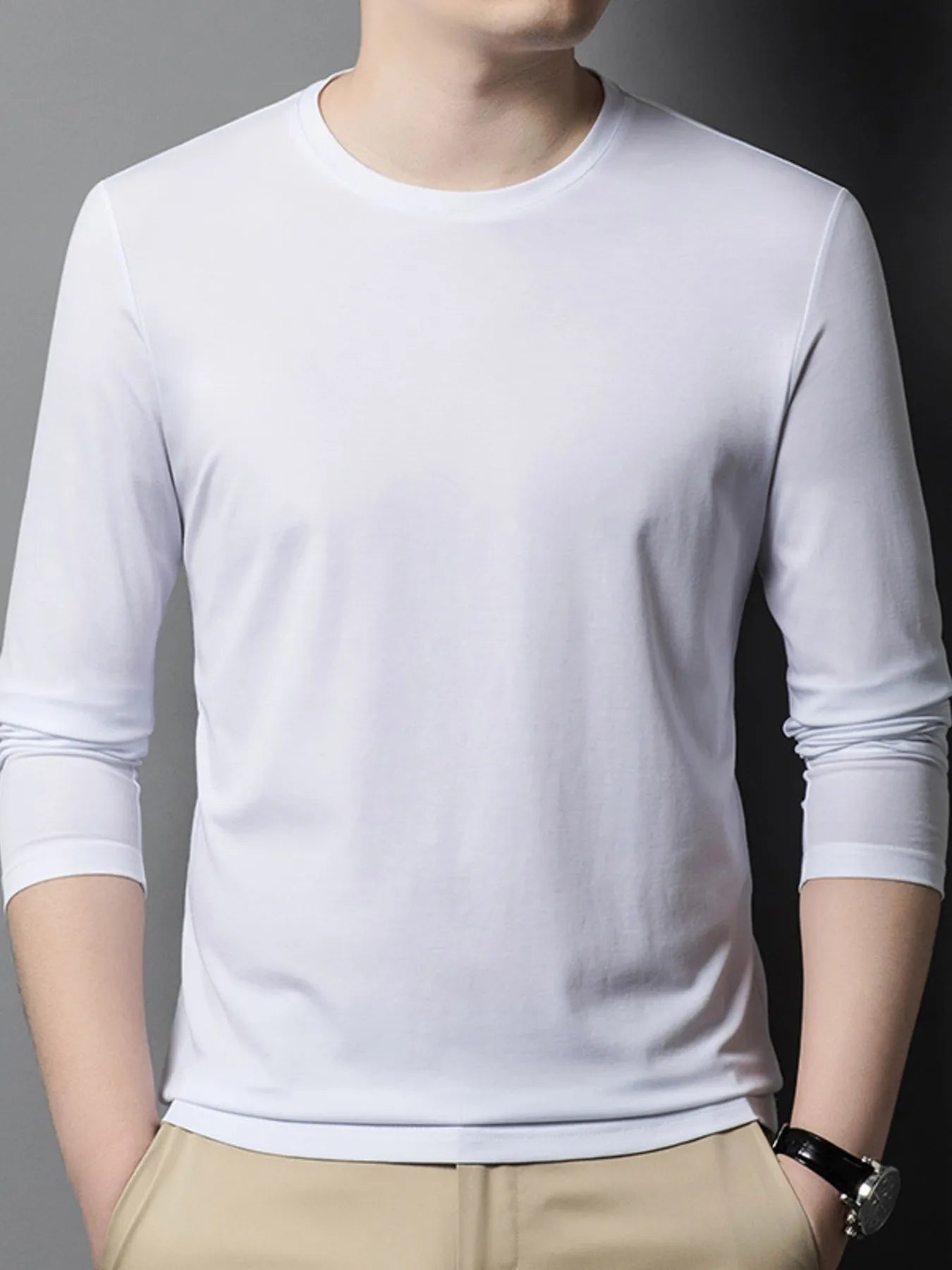 Men's Plus Size Round Neck Long Sleeve T-Shirt