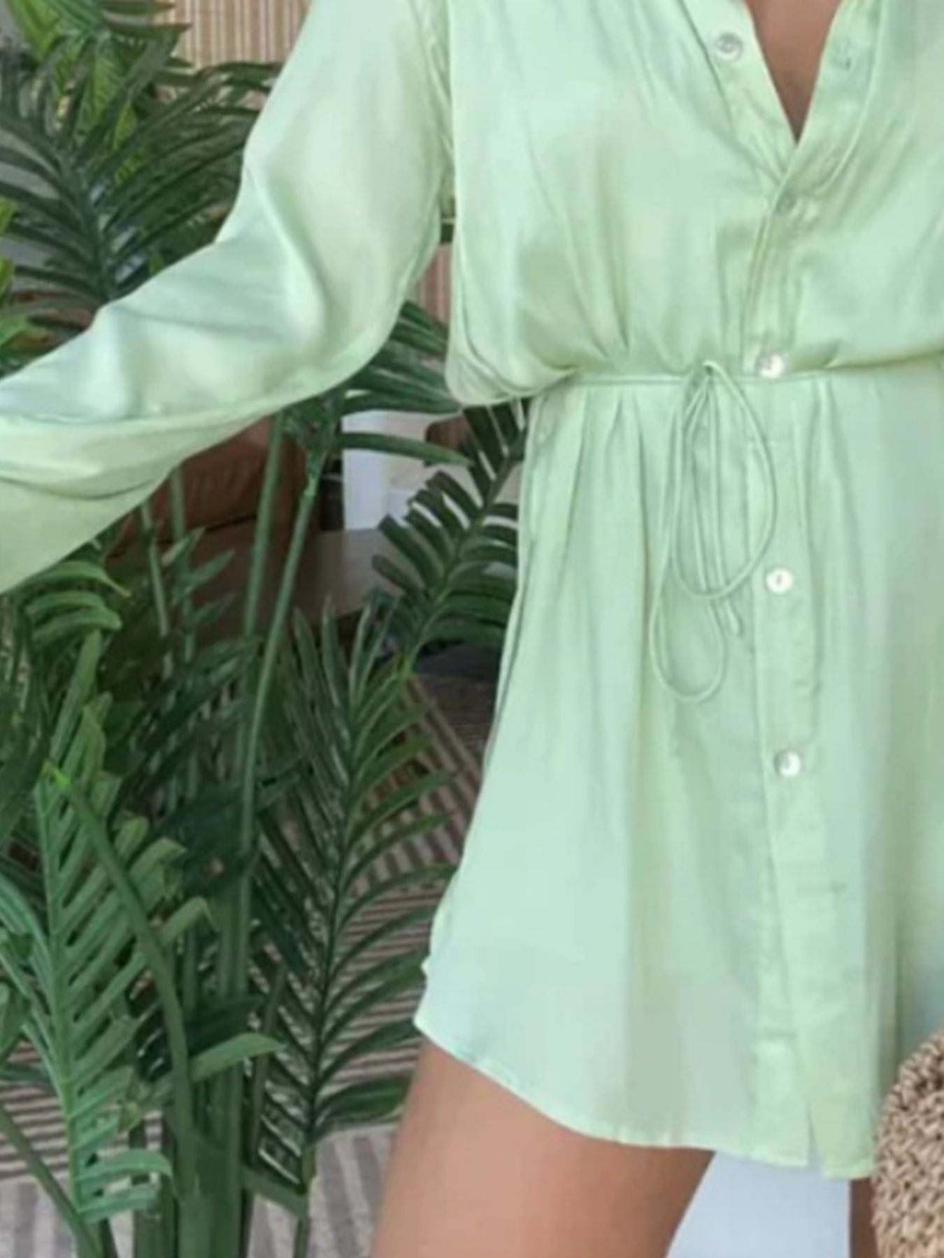 Full Size Button-Down Mini Shirt Dress Plus Size