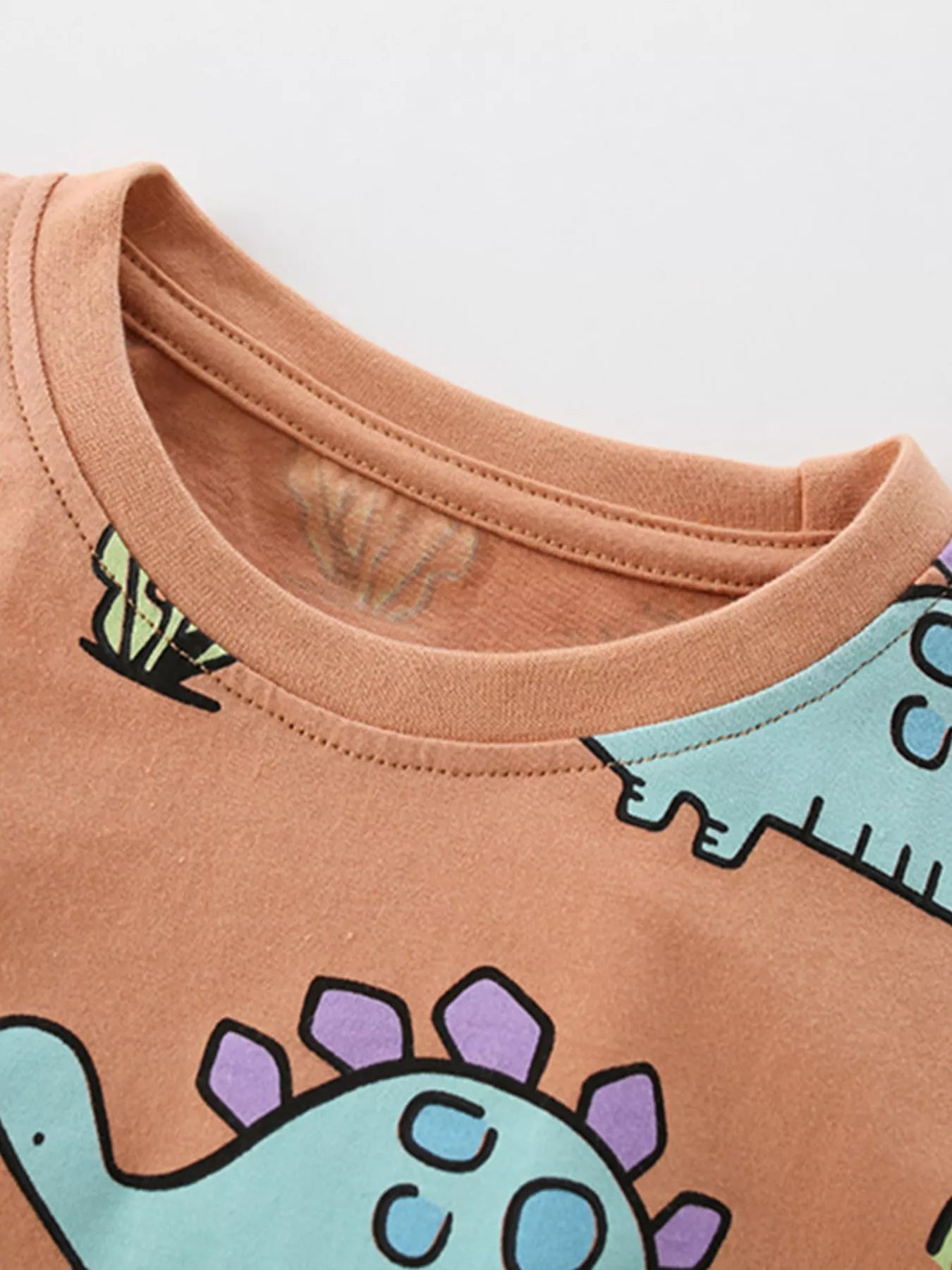 Children's Dinosaur Print Round Neck Top and Shorts Set