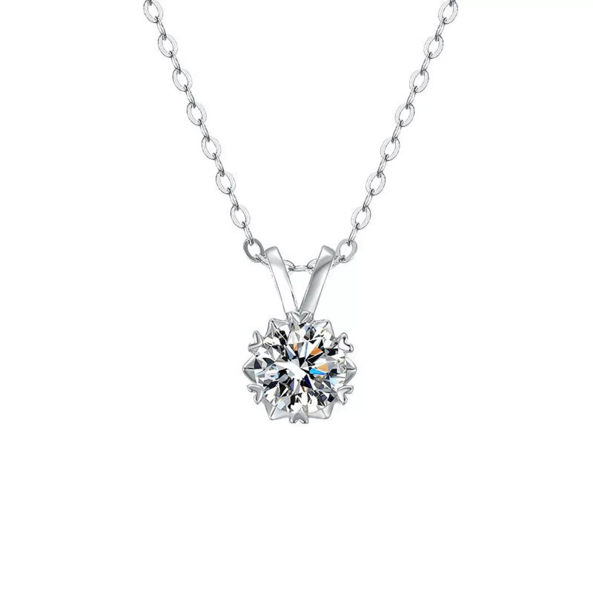 1 Carat Moissanite 925 Sterling Silver Pendant Necklace