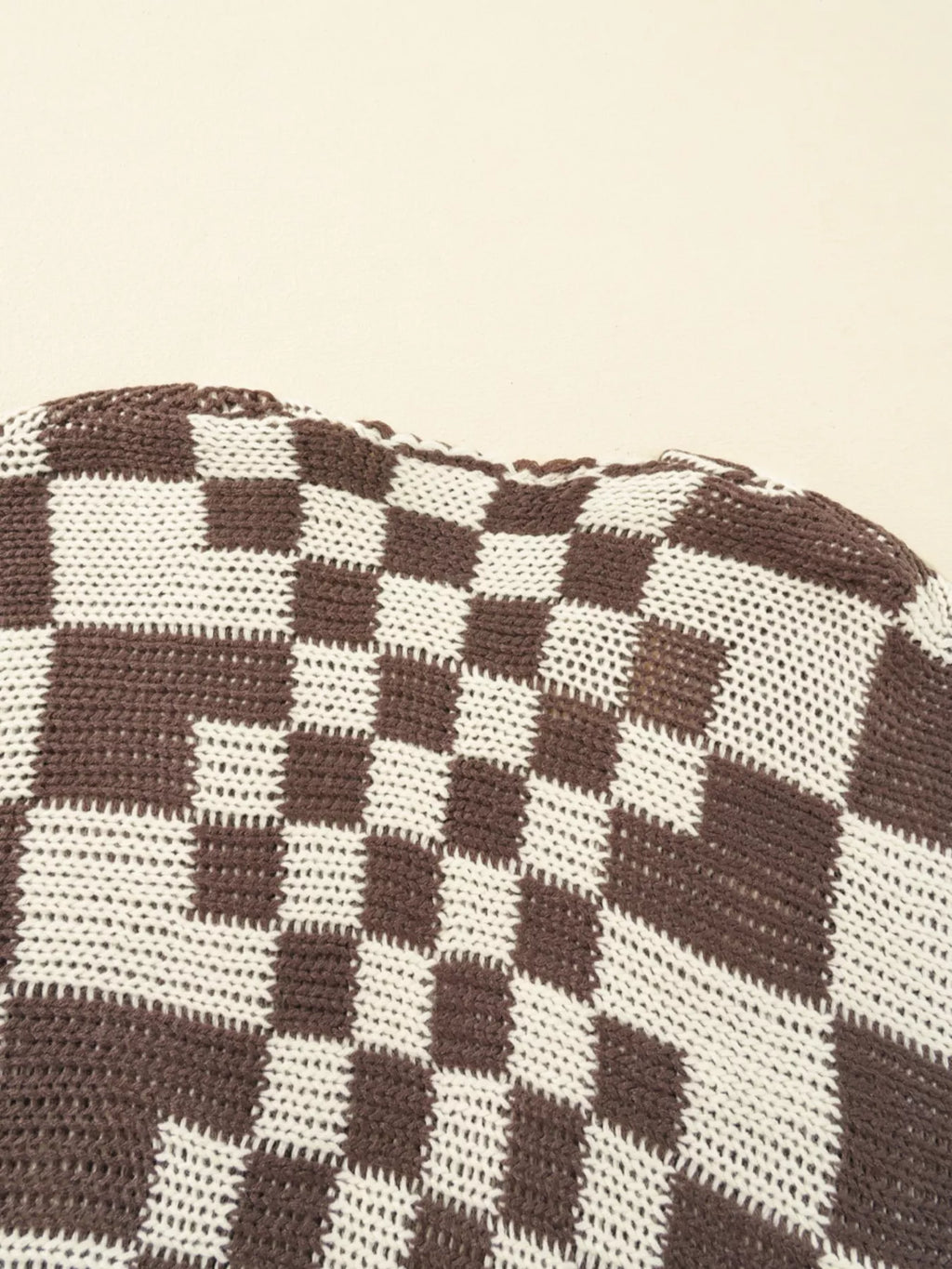 Checkerboard Pattern Sweater Cardigan
