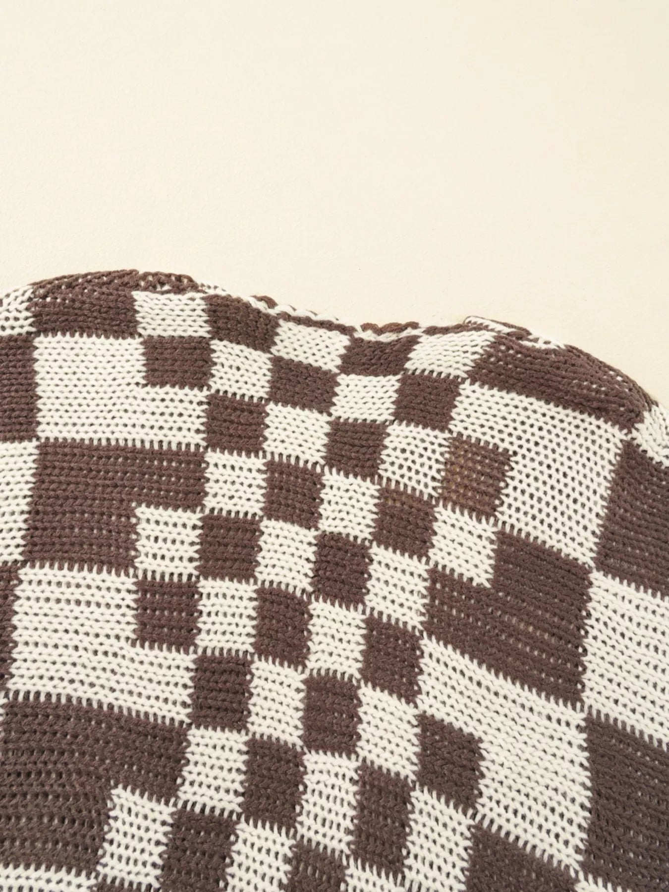 Checkerboard Pattern Sweater Cardigan