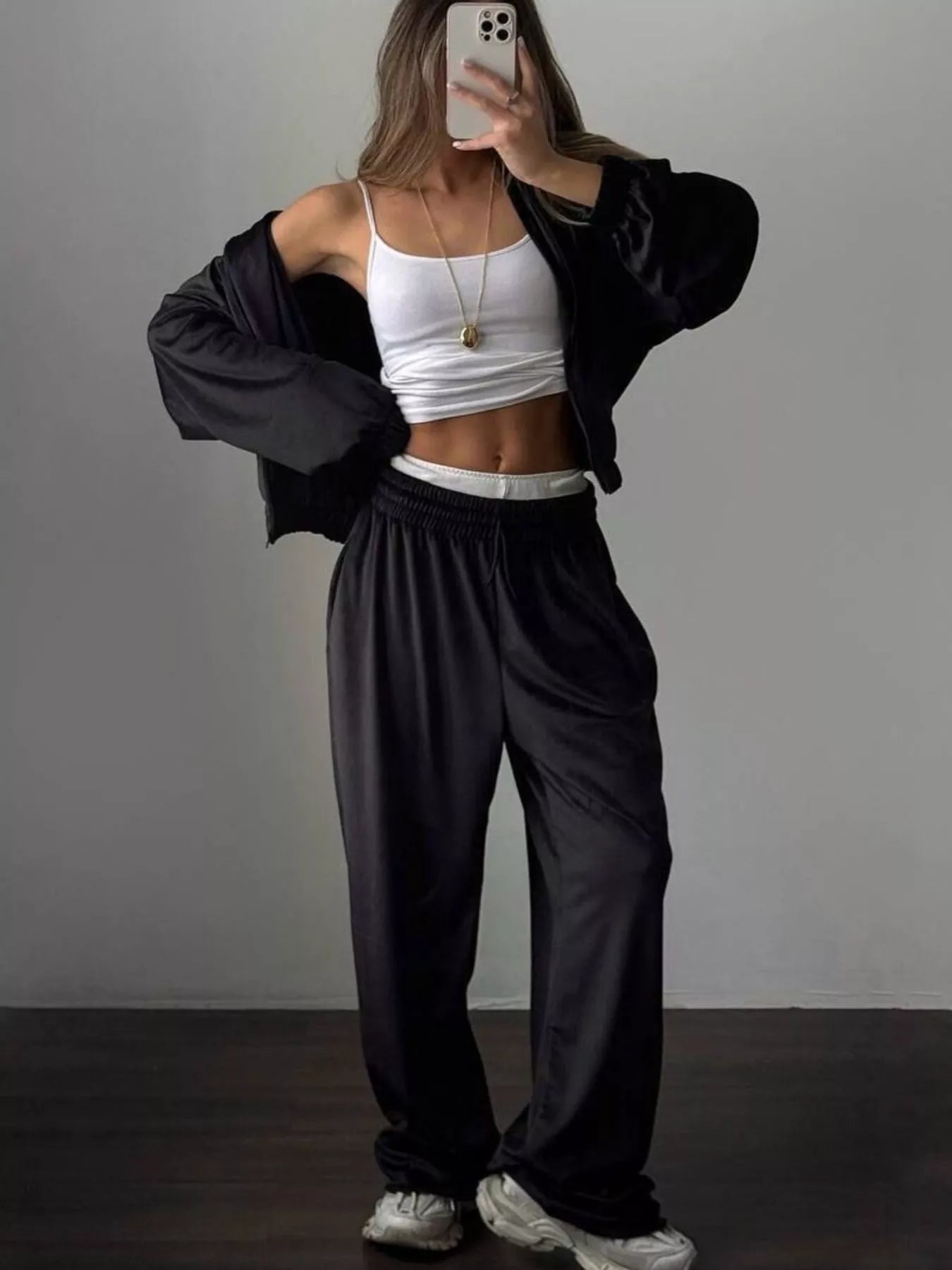 Zip Up Long Sleeve Outerwear and Pants Set