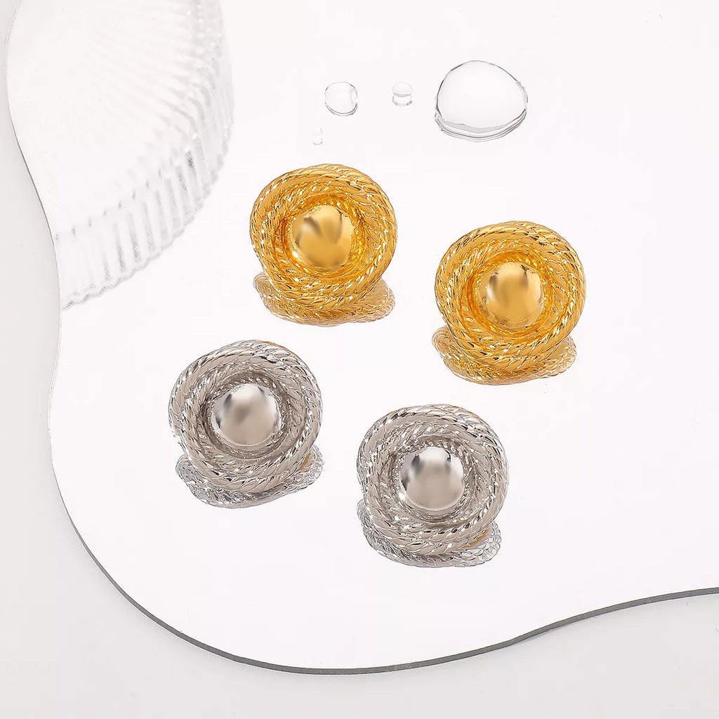 Twisted Rope Circle Stud Earrings