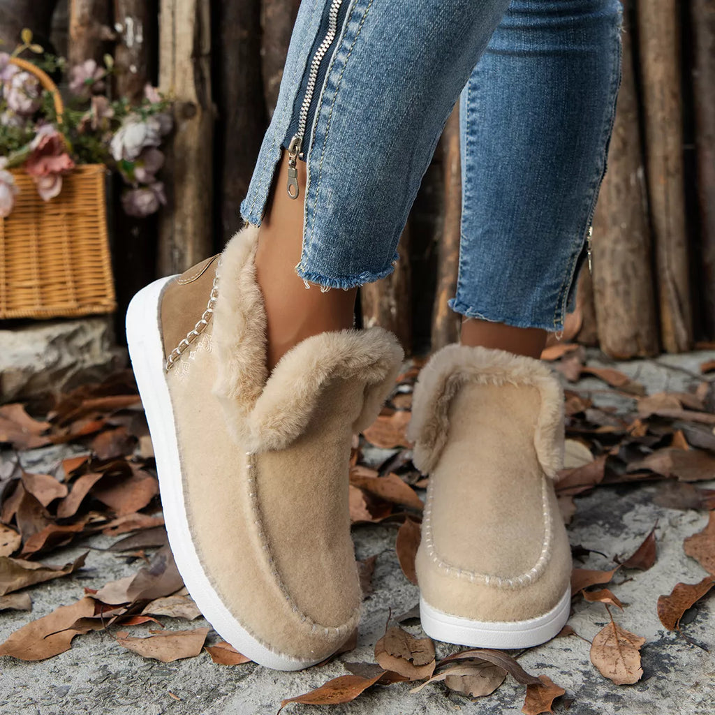 Cozy Fur-Trimmed Slip-Ons