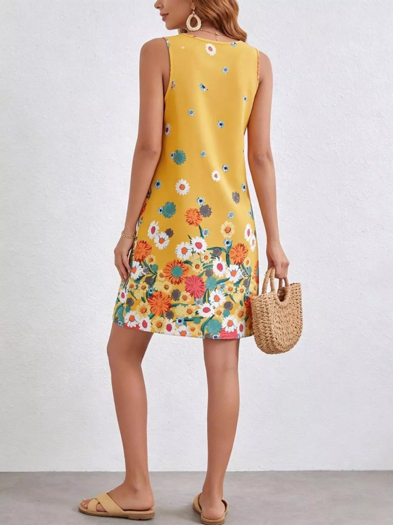 Floral Print Sleeveless Casual Mini Dress