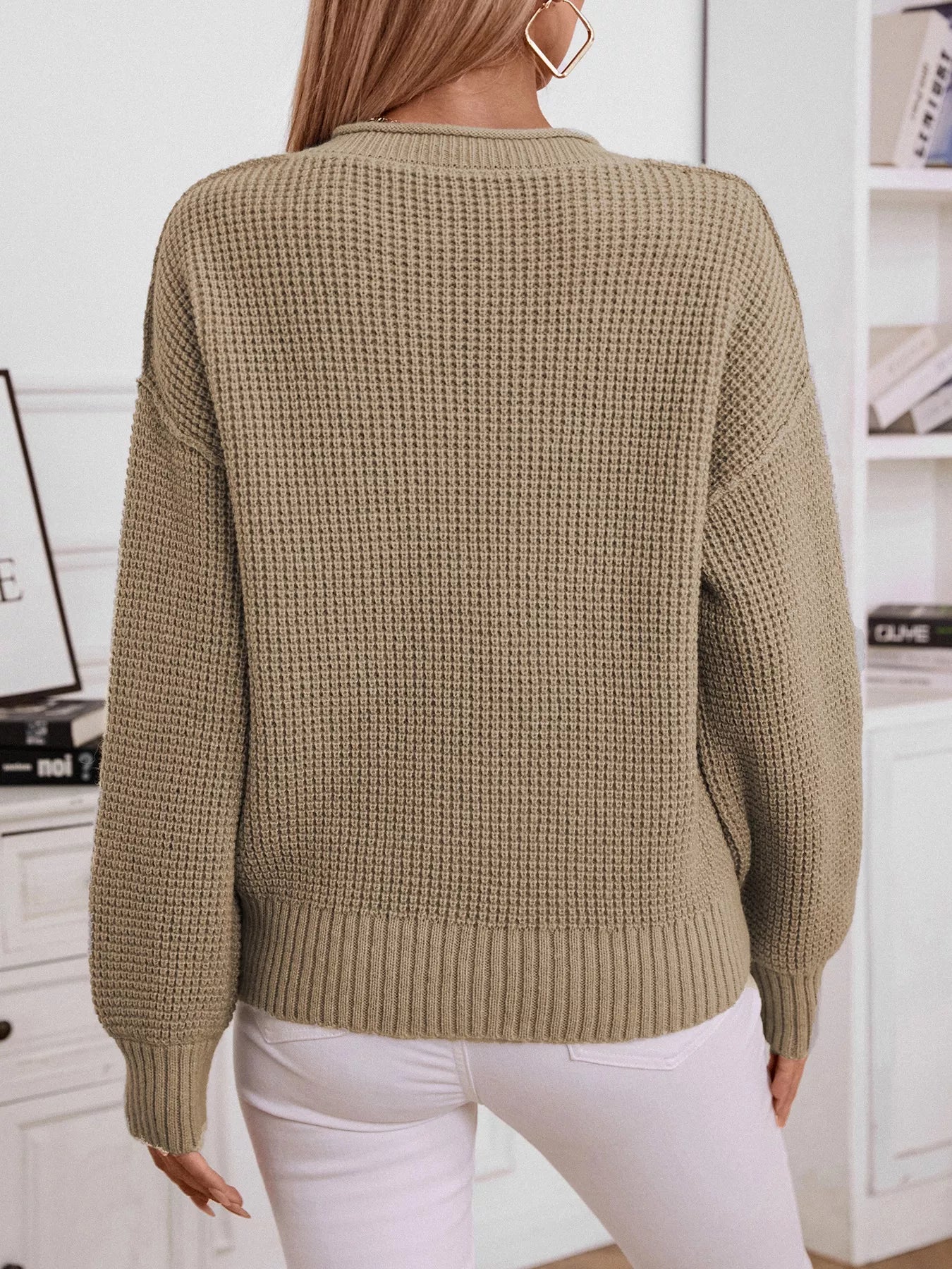 Button Detail Long Sleeve Sweater