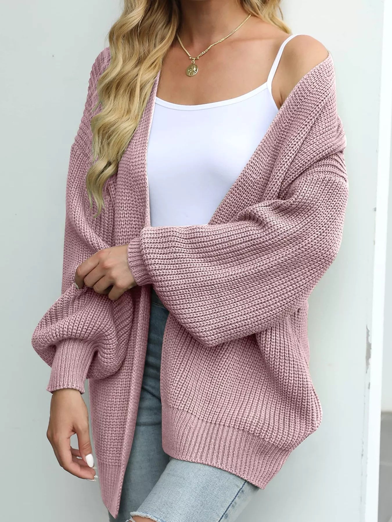 Full Size Chunky Knit Open Front Cardigan Plus Size