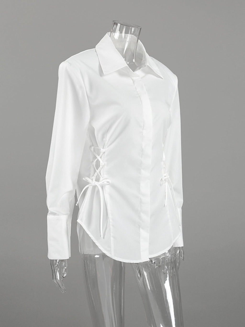 Side Lace Up Button Up Shirt