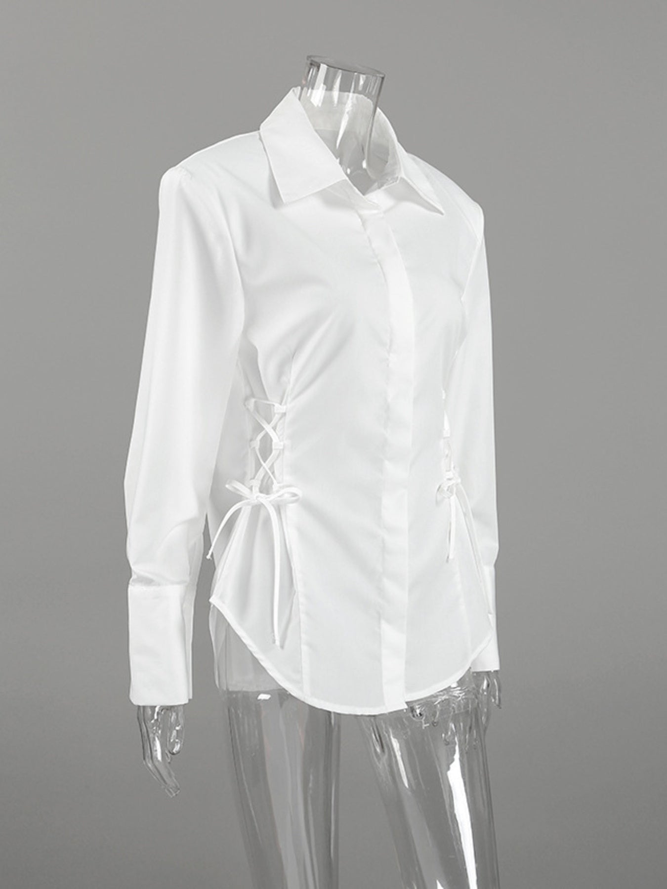 Side Lace Up Button Up Shirt