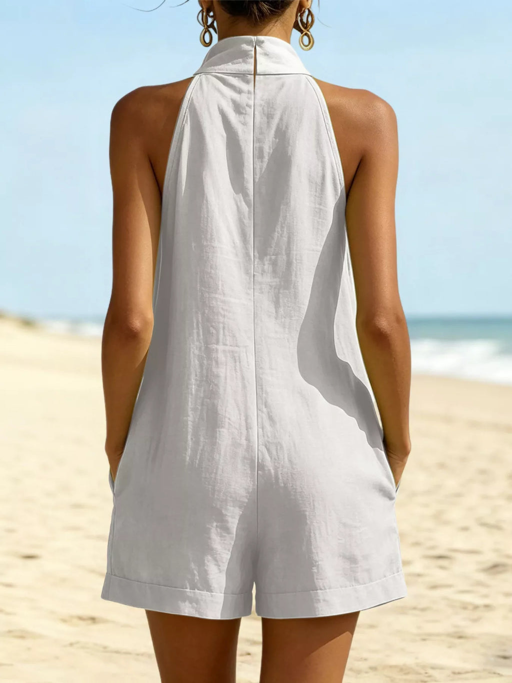 Halter Neck Romper with Pockets