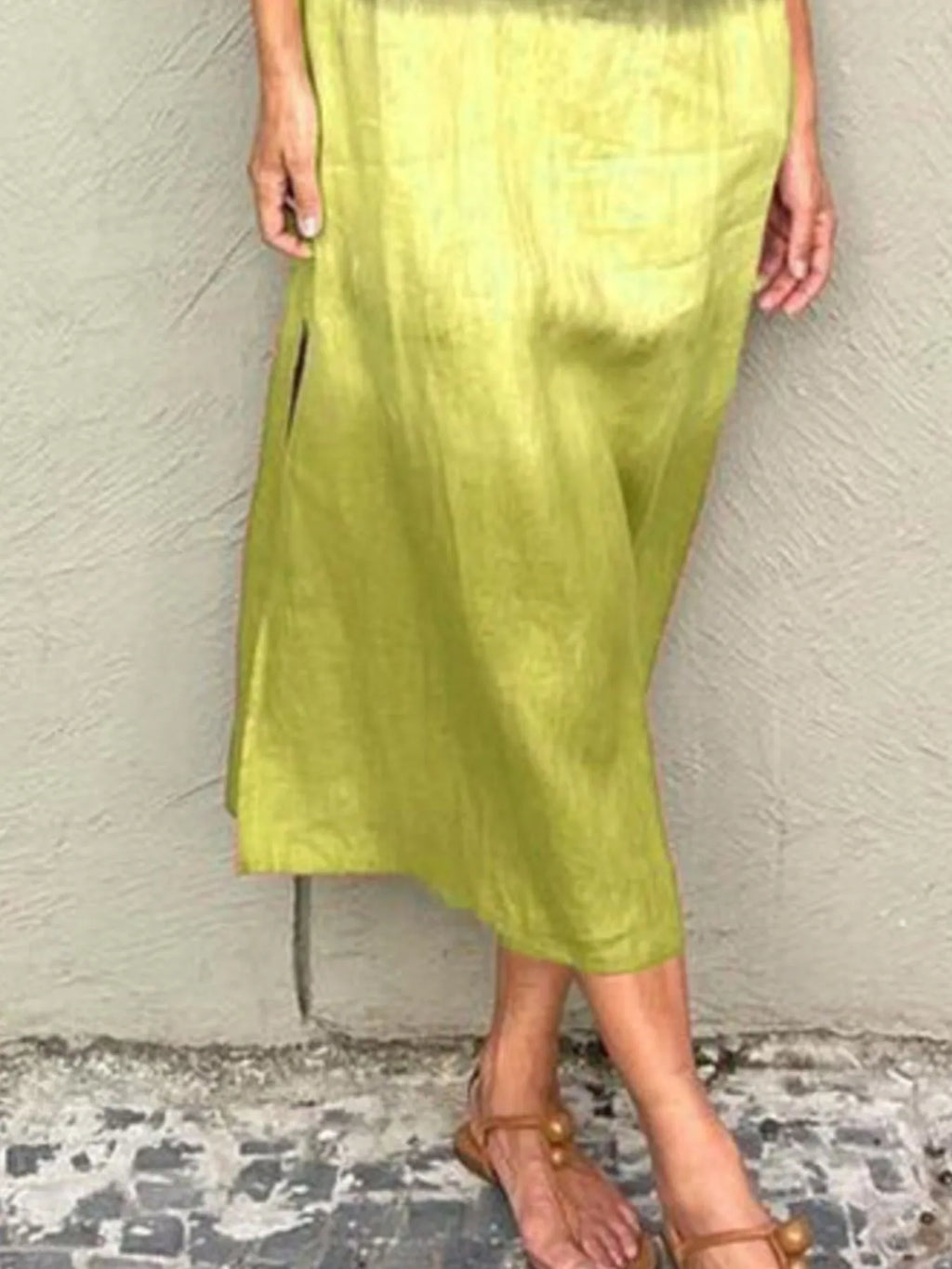 Full Size Sleeveless Gradient Tank Midi Dress Plus Size