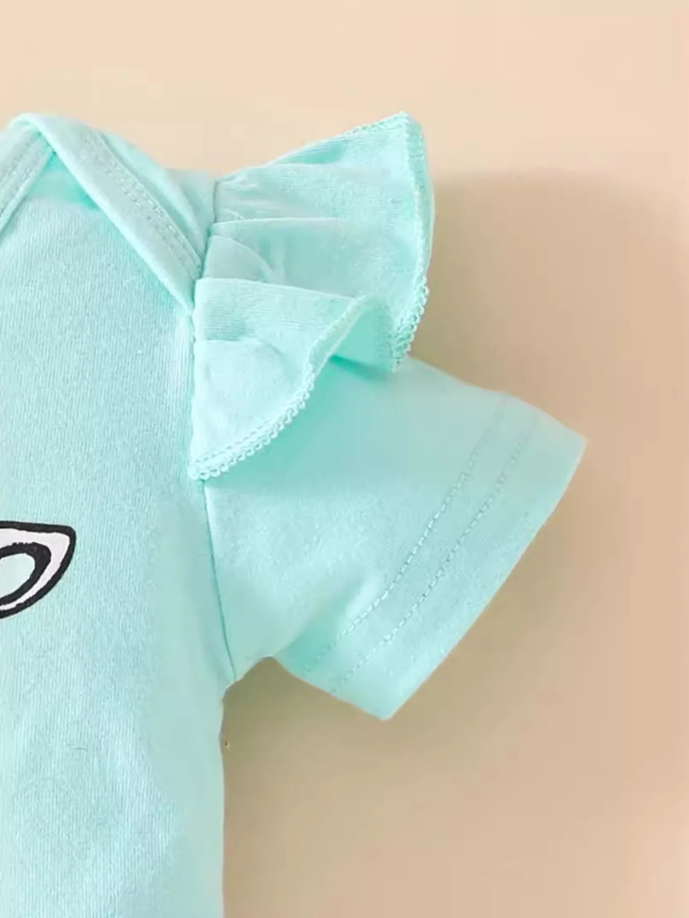Children's Ruffled Cow Bodysuit and Shorts Set with Headband