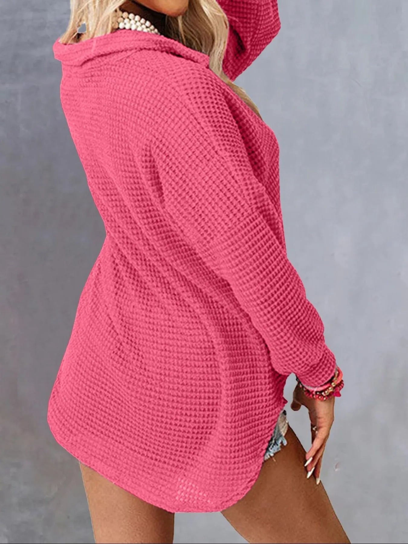 Waffle Knit Button-Down Shirt
