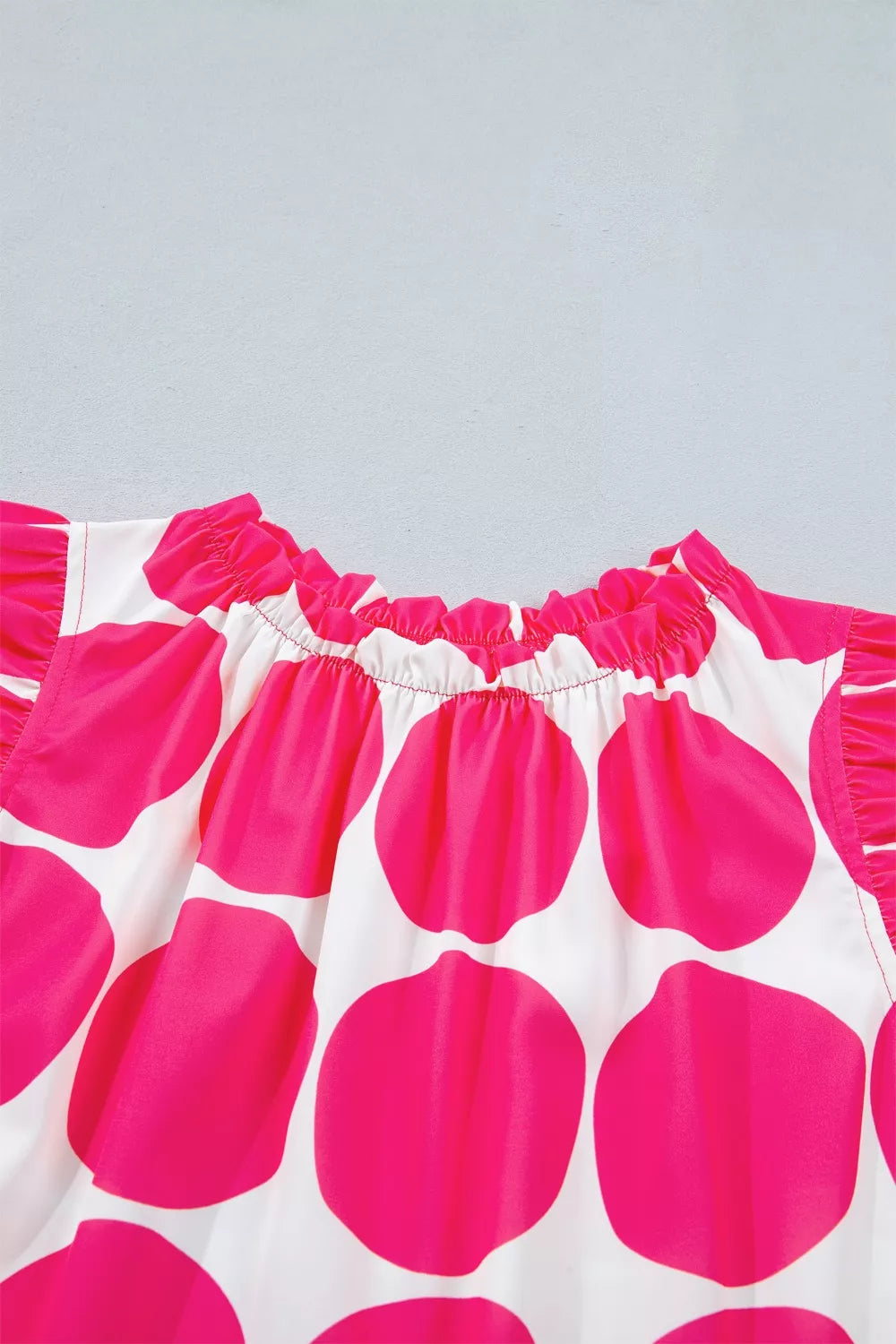 Polka Dot Print Frilled Round Neck Shift Tank Top