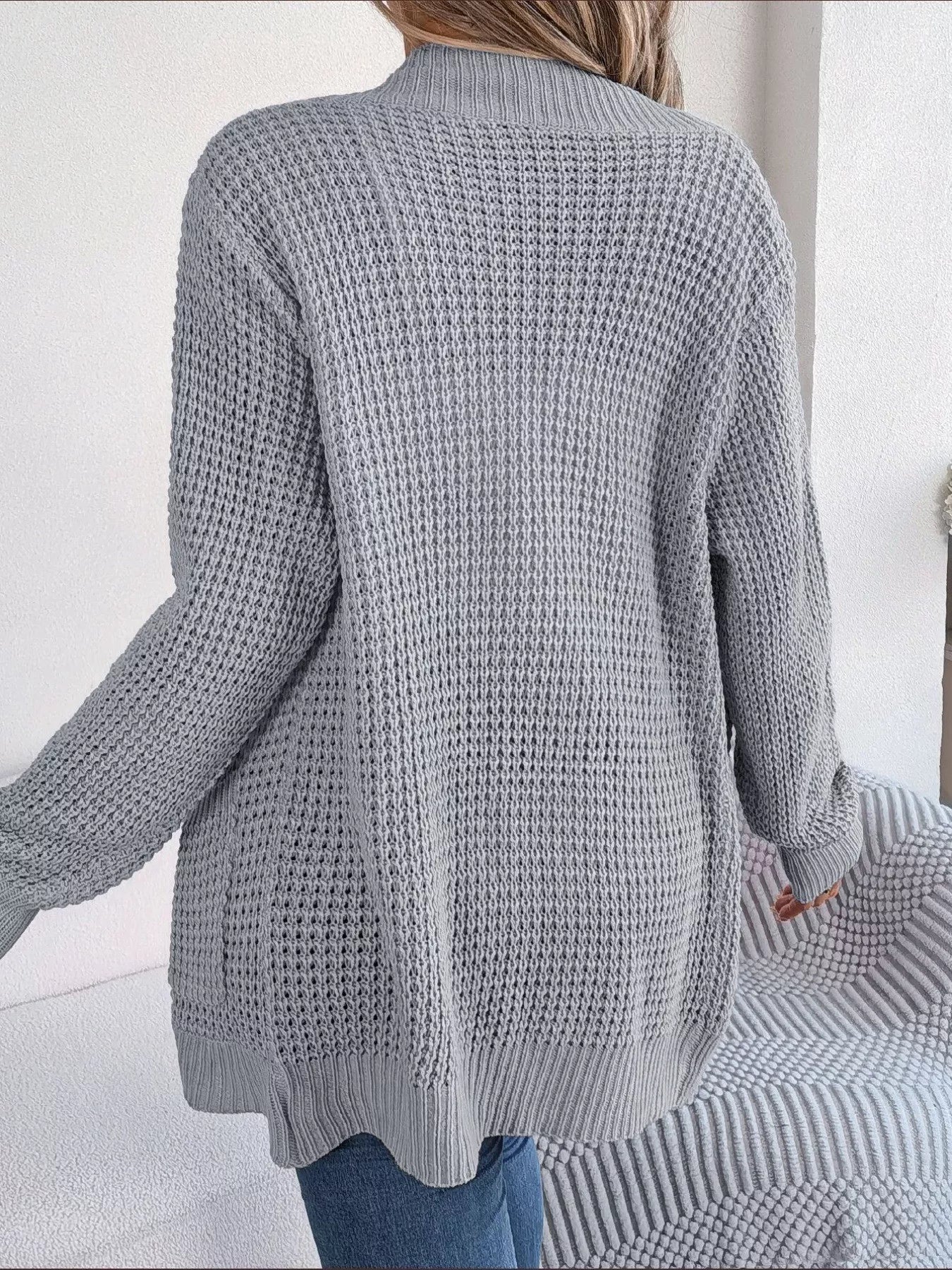 Chunky Knit Open Front Cardigan with Pockets