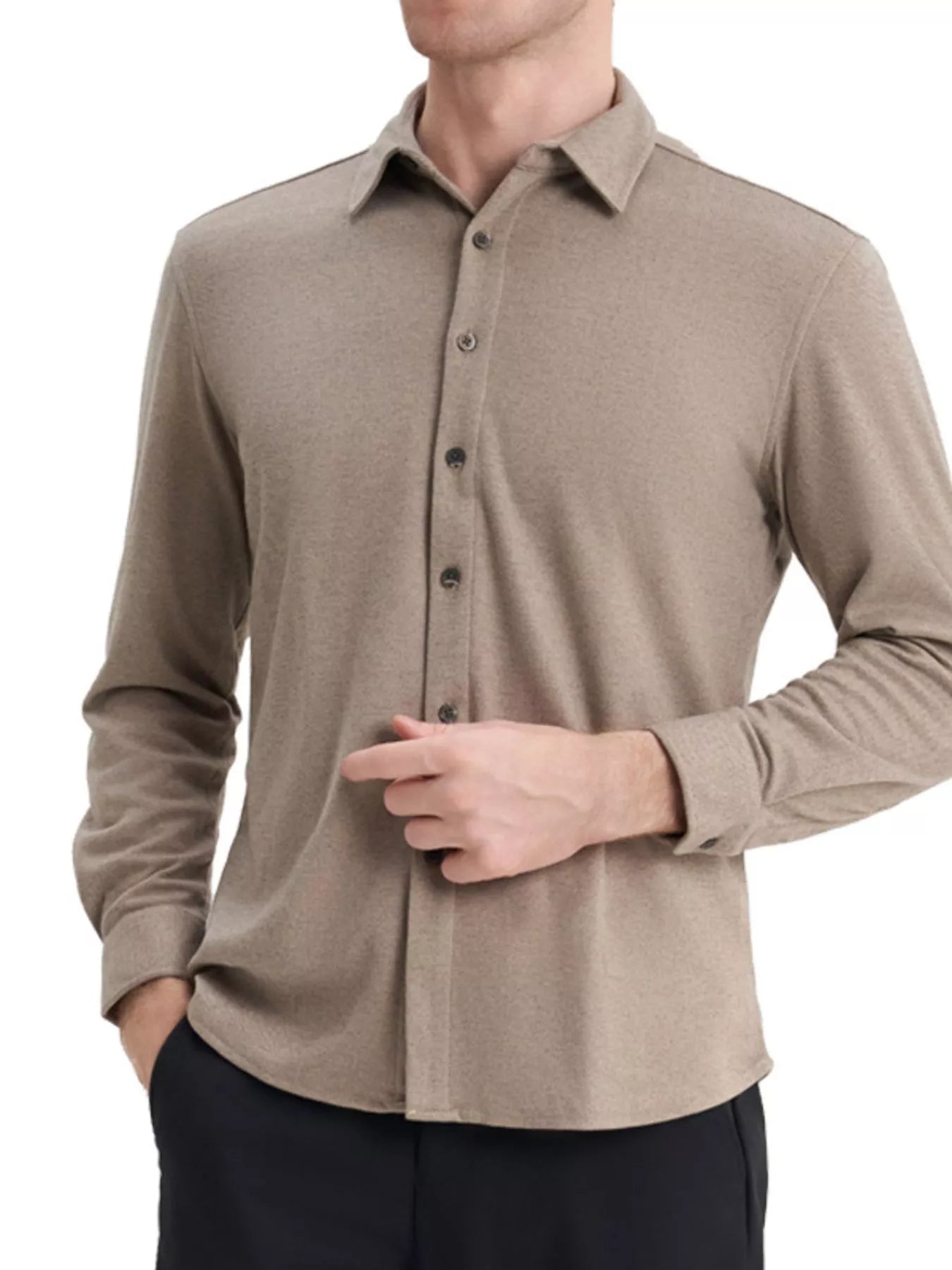 Men's Plus Size Casual Long Sleeve Button-Down Shirt